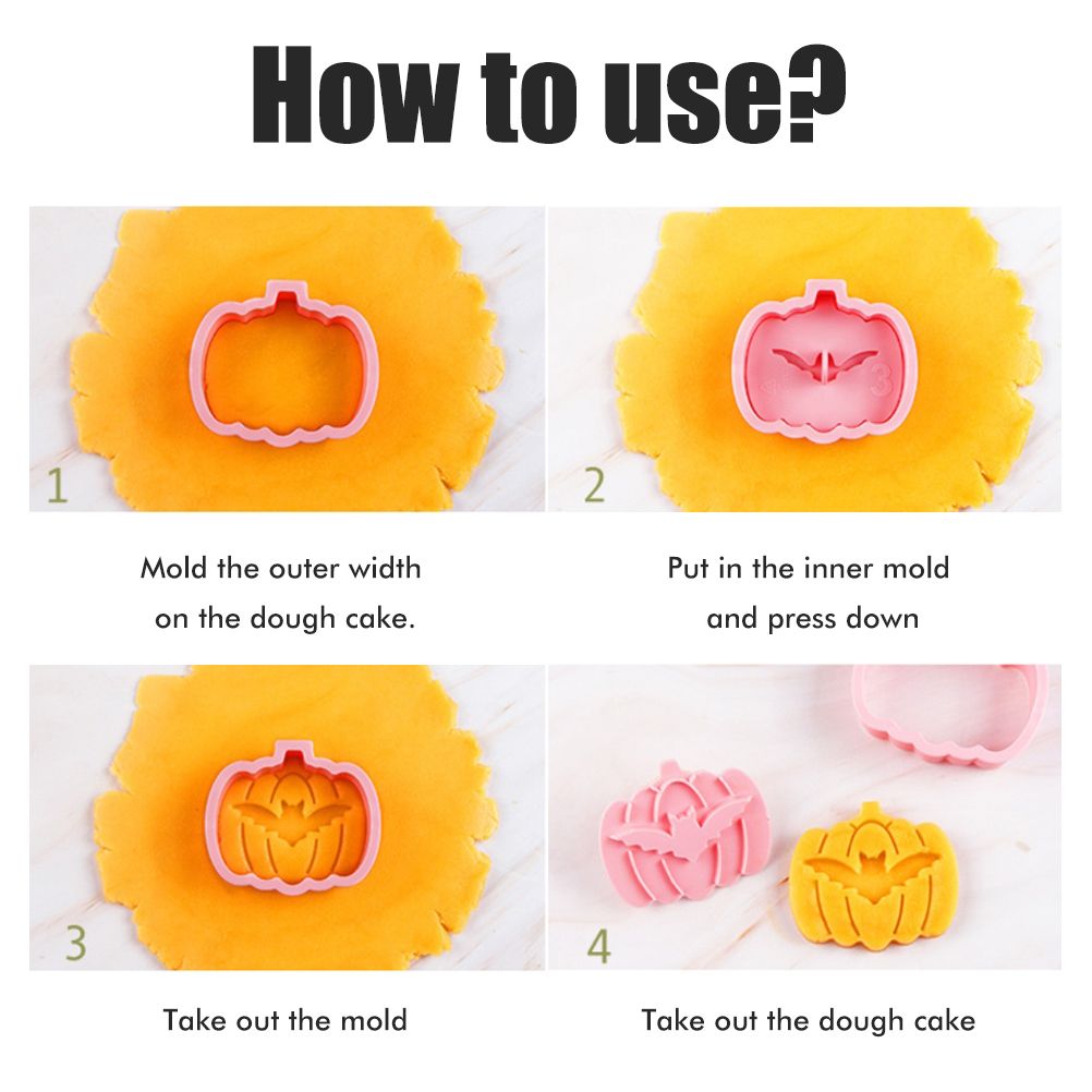 9Pcs 3D Cutters Halloween Pumpkin Biscuit Mould Fondant Baking Tool Baking Molds DIY Hand Press Biscuit Stamp - Image 4