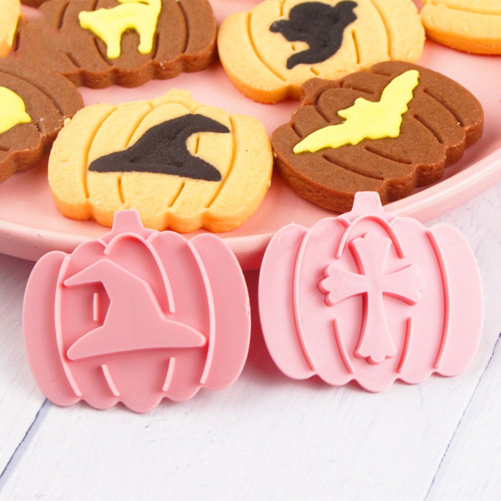 9Pcs 3D Cutters Halloween Pumpkin Biscuit Mould Fondant Baking Tool Baking Molds DIY Hand Press Biscuit Stamp - Image 7