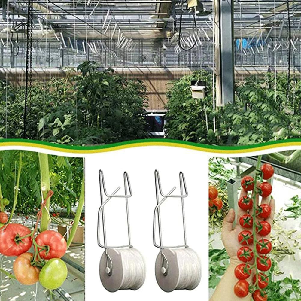 10Pcs Tomato Trellis Roller Hooks Tomato Support Hooks Plant Roller Hook with 15M String Plant Cages Supports Roller Hook for Plant Fruit - Image 3