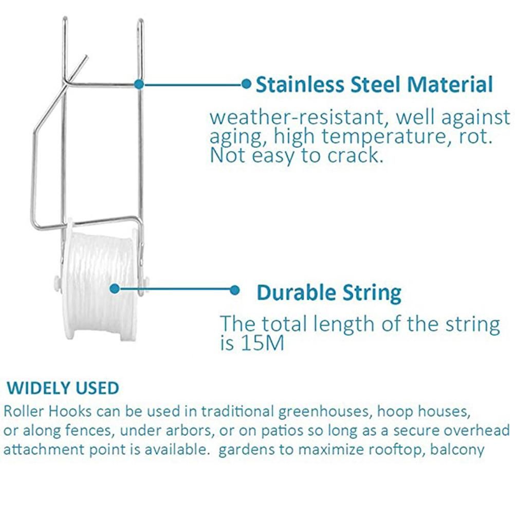 10Pcs Tomato Trellis Roller Hooks Tomato Support Hooks Plant Roller Hook with 15M String Plant Cages Supports Roller Hook for Plant Fruit - Image 7