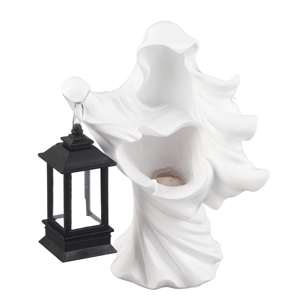 Resin Ghost with Lantern Resin Ghost Hell Messenger Statue Halloween Sculpture Garden Yard Decoration - Image 1