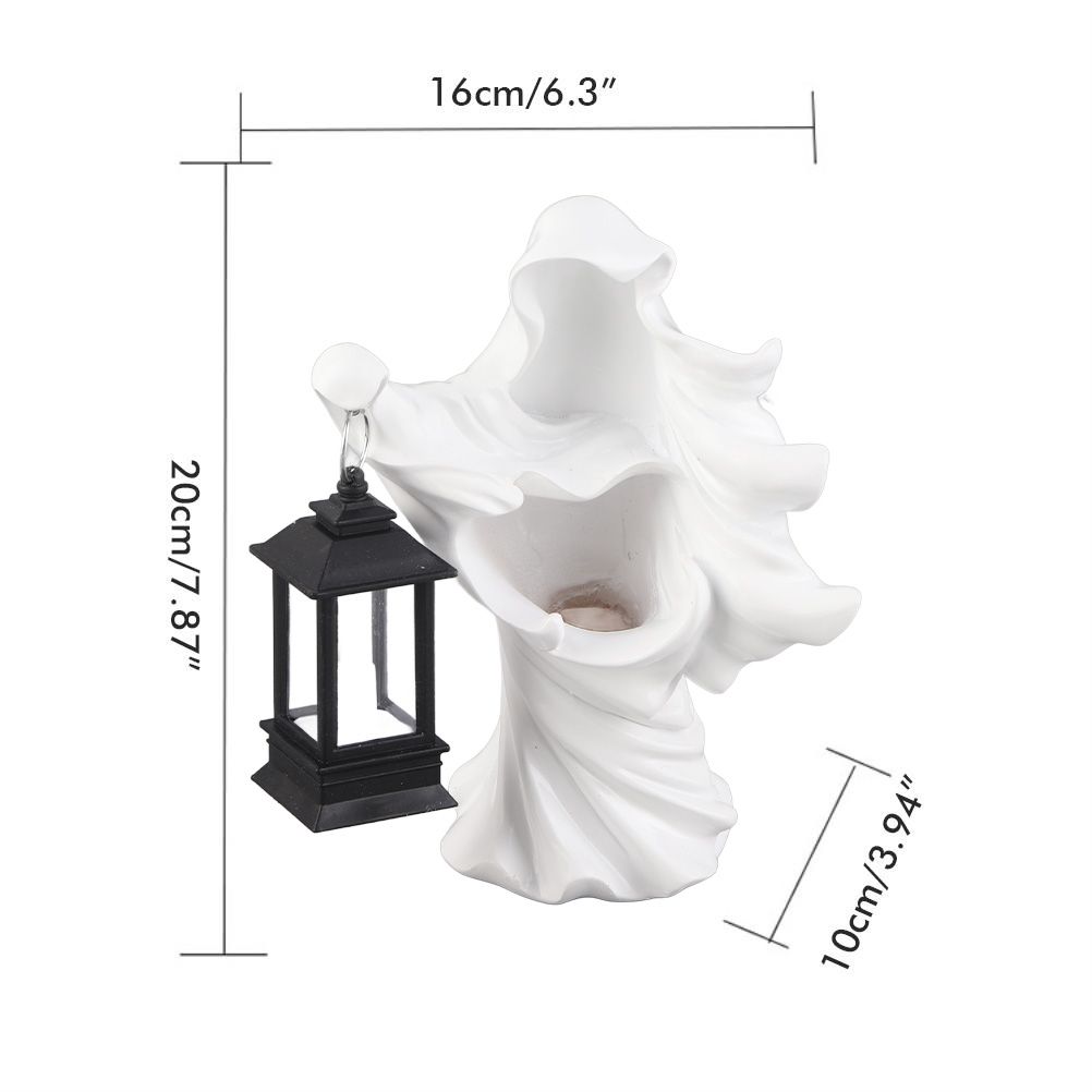 Resin Ghost with Lantern Resin Ghost Hell Messenger Statue Halloween Sculpture Garden Yard Decoration - Image 3
