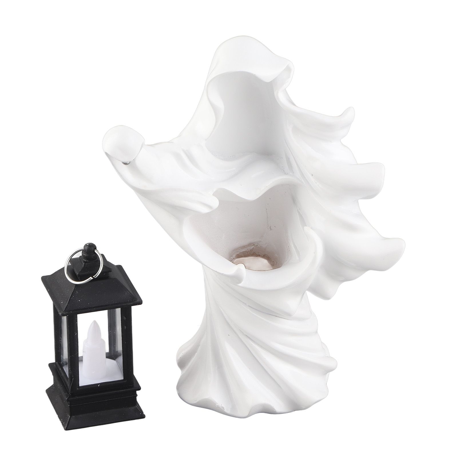 Resin Ghost with Lantern Resin Ghost Hell Messenger Statue Halloween Sculpture Garden Yard Decoration - Image 4