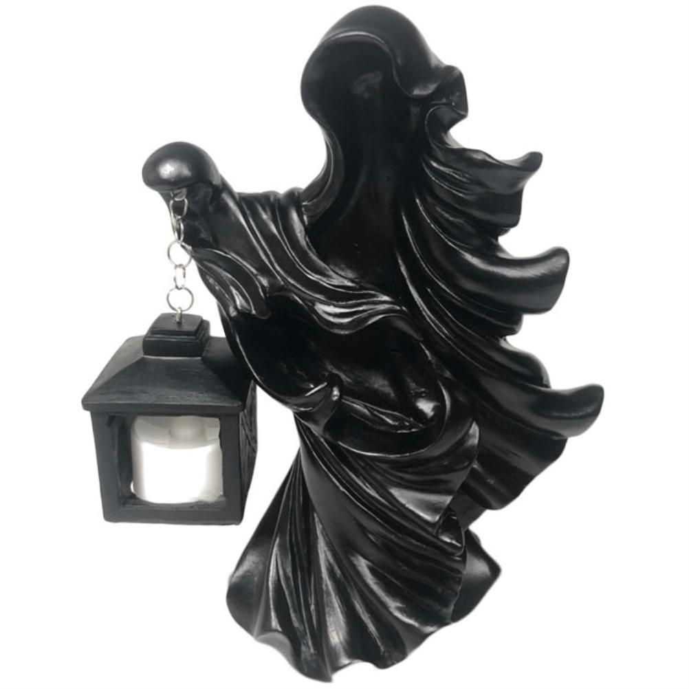 Resin Ghost with Lantern Resin Ghost Hell Messenger Statue Halloween Sculpture Garden Yard Decoration - Image 1