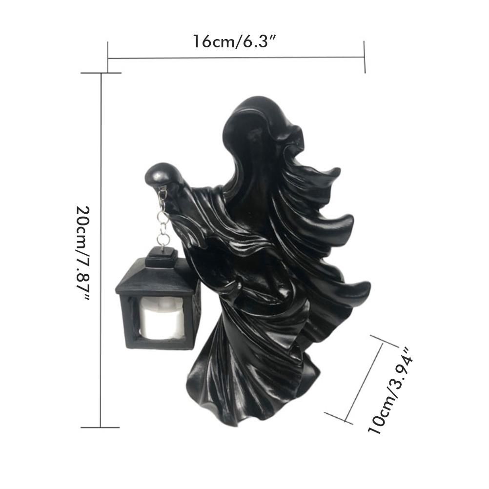 Resin Ghost with Lantern Resin Ghost Hell Messenger Statue Halloween Sculpture Garden Yard Decoration - Image 2