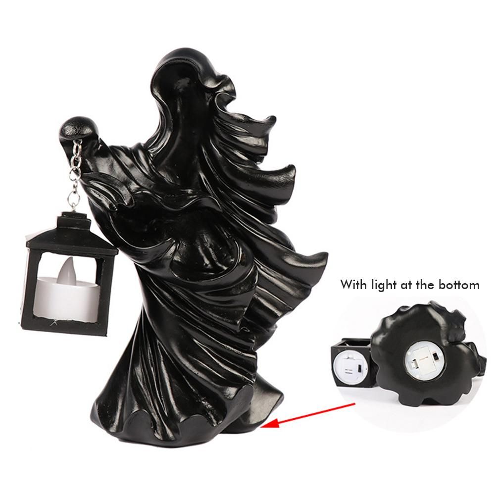 Resin Ghost with Lantern Resin Ghost Hell Messenger Statue Halloween Sculpture Garden Yard Decoration - Image 3
