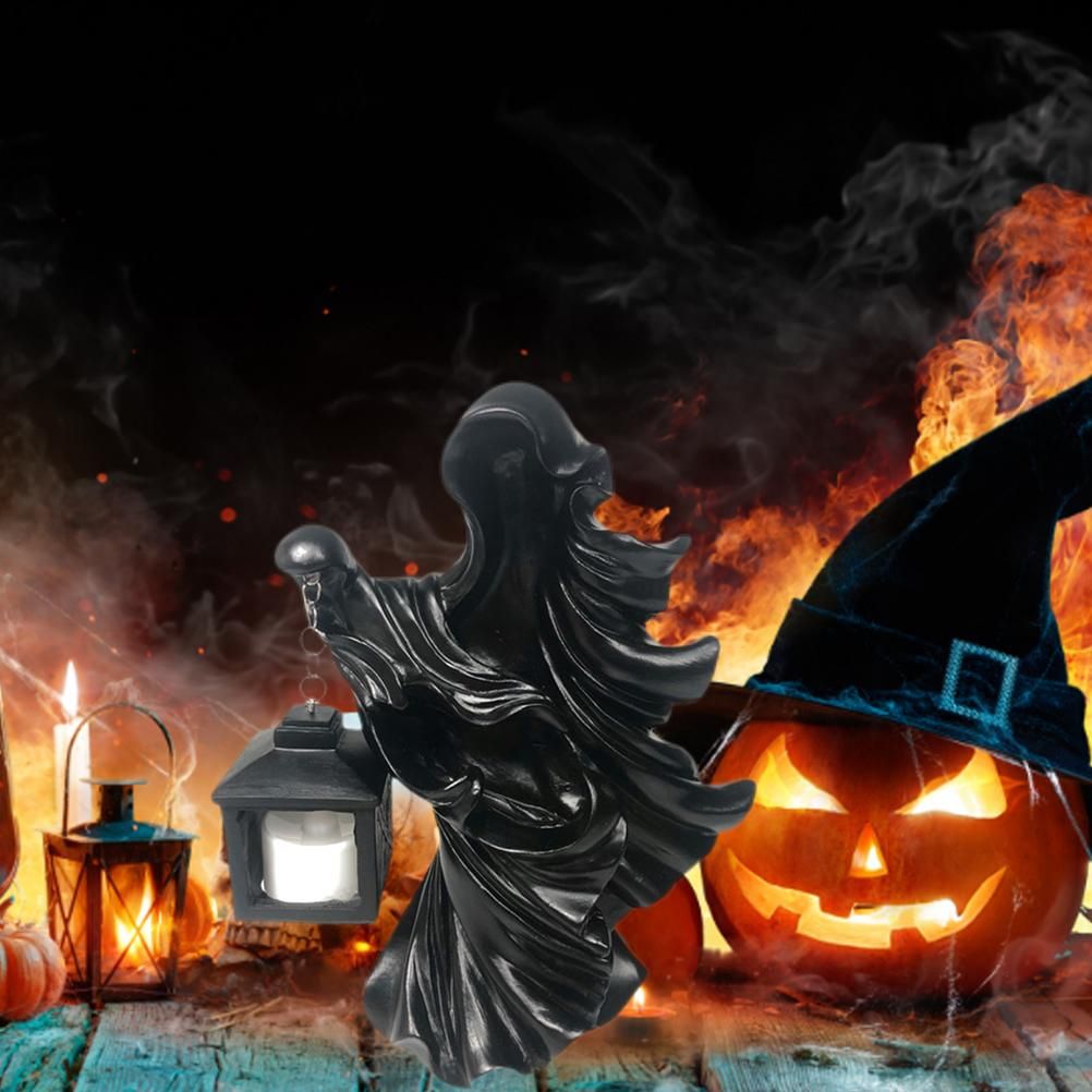Resin Ghost with Lantern Resin Ghost Hell Messenger Statue Halloween Sculpture Garden Yard Decoration - Image 5