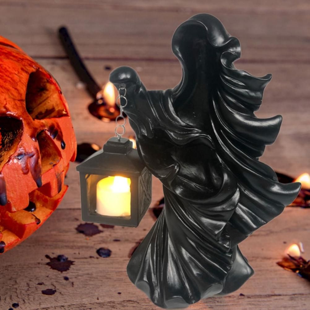 Resin Ghost with Lantern Resin Ghost Hell Messenger Statue Halloween Sculpture Garden Yard Decoration - Image 7