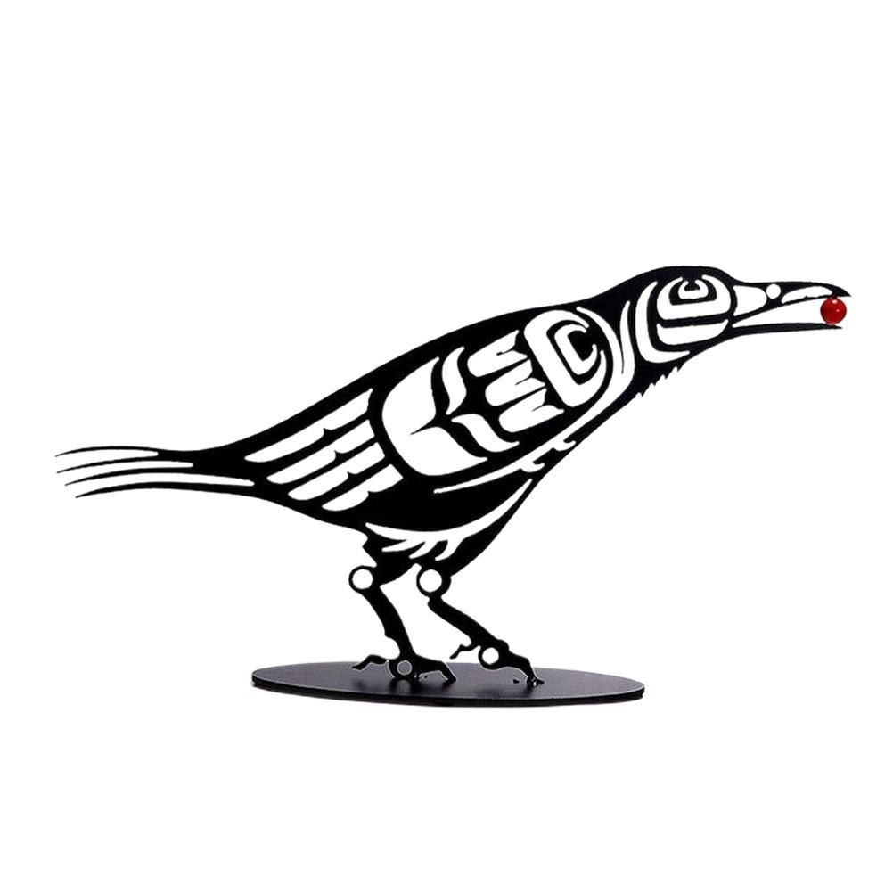 Metal Crow Figurine Crow with Berry Statue Desktop Decor Home Ornament Bird Silhouette Art - Image 7