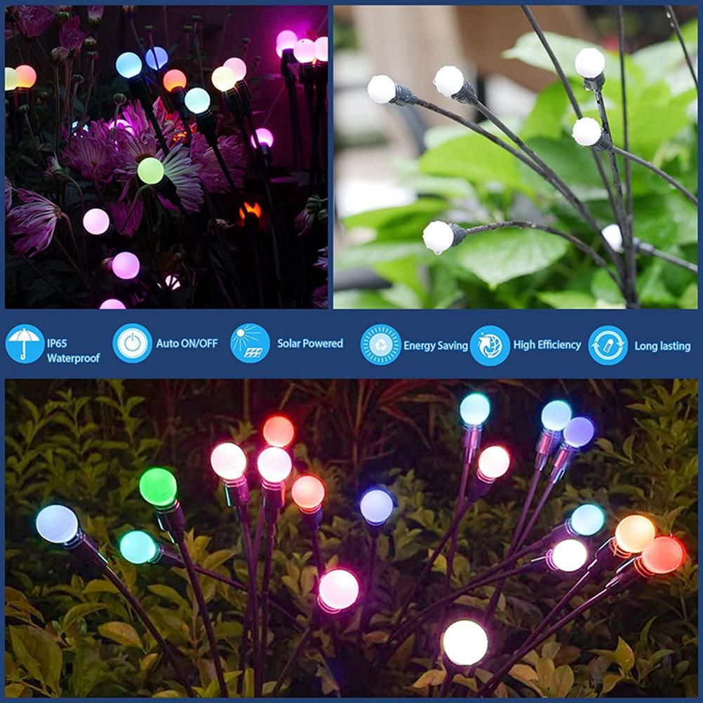 2 Pack Solar Powered LED Pendant Lights Firefly Lights Outdoor Solar Yard Lights Stake Lamp for Patio Pathway Lawn Yard - Image 5