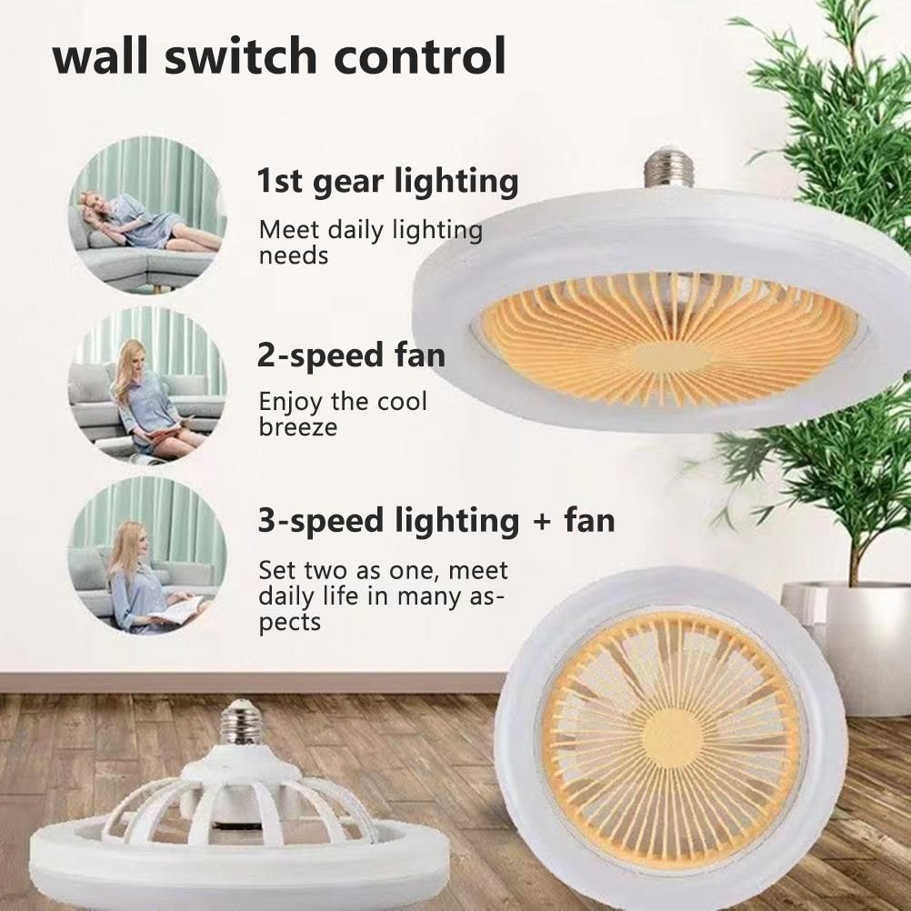 Ceiling Fans with Lighting 30W Dimmable Fan Lamp Modern Smart E27 Lamp Head Fan Light for Home Bedroom Living Room - Image 2