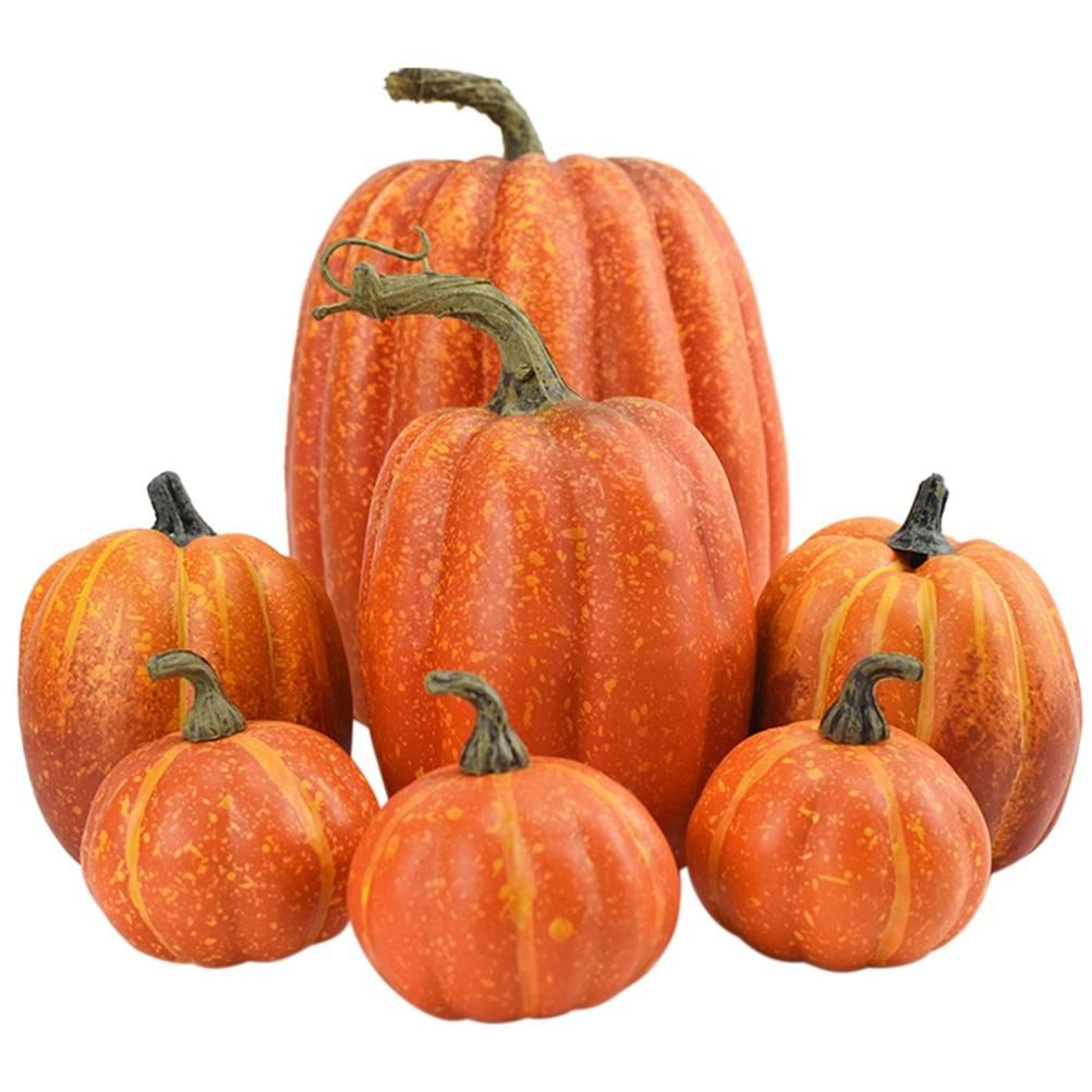 7PCS Simulation Pumpkin Model Artificial Pumpkin Decoration Home Table Decor for Thanksgiving and Halloween - Image 1
