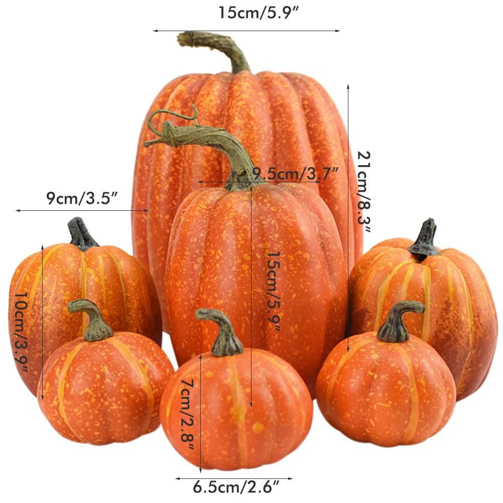 7PCS Simulation Pumpkin Model Artificial Pumpkin Decoration Home Table Decor for Thanksgiving and Halloween - Image 2