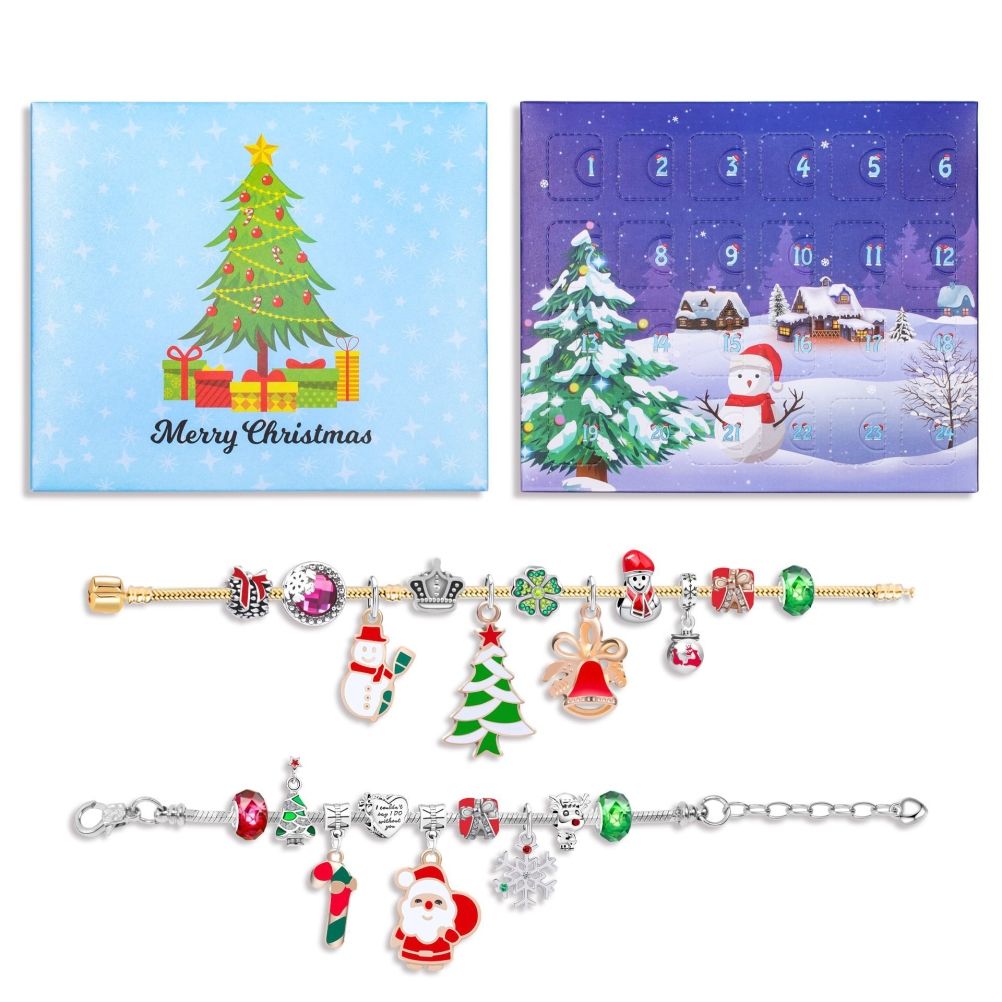 Christmas Advent Calendar DIY Charm Bracelet Making Kit for Kids 24 Days Christmas Countdown Calendar Jewelry Gifts for Girls - Image 4