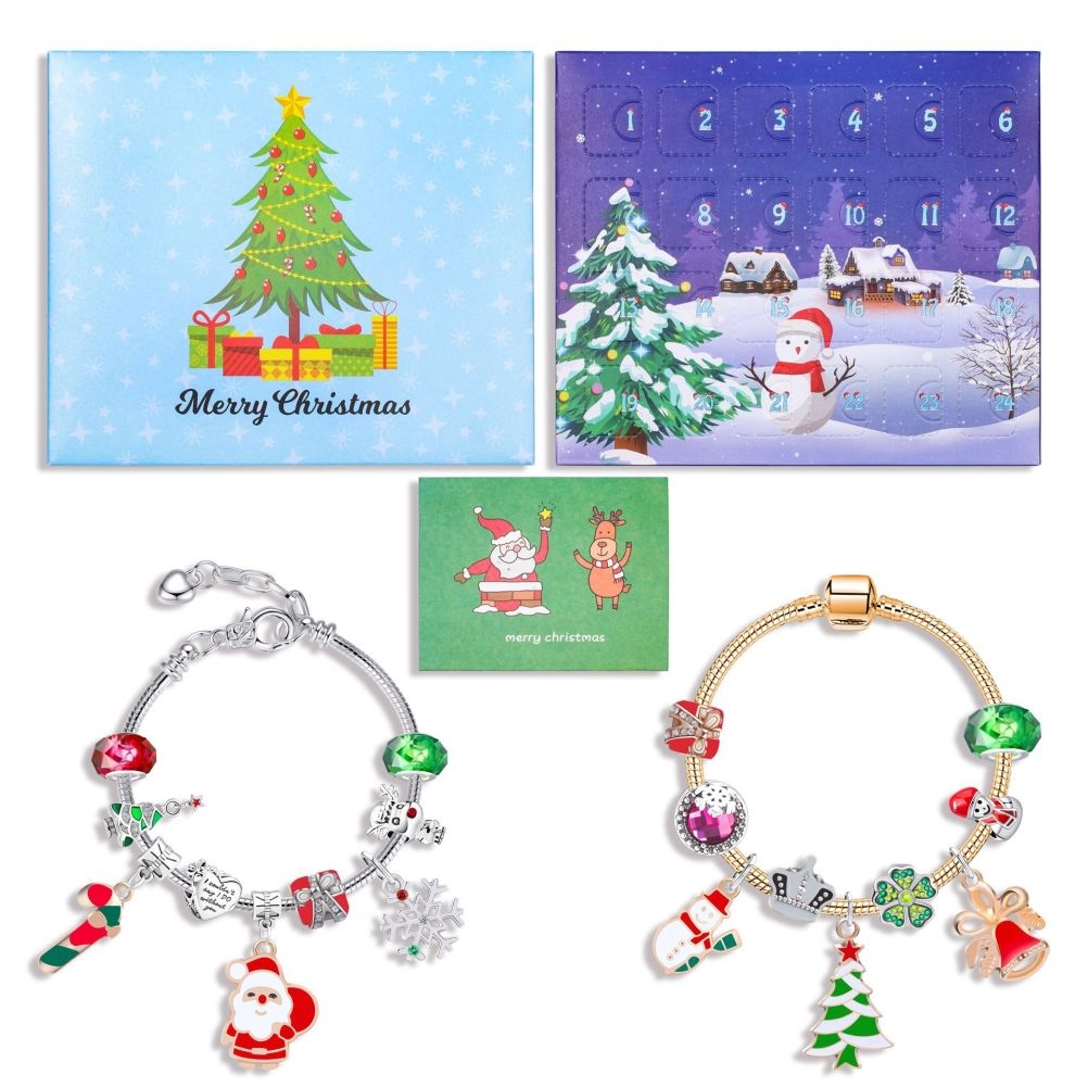 Christmas Advent Calendar DIY Charm Bracelet Making Kit for Kids 24 Days Christmas Countdown Calendar Jewelry Gifts for Girls - Image 5