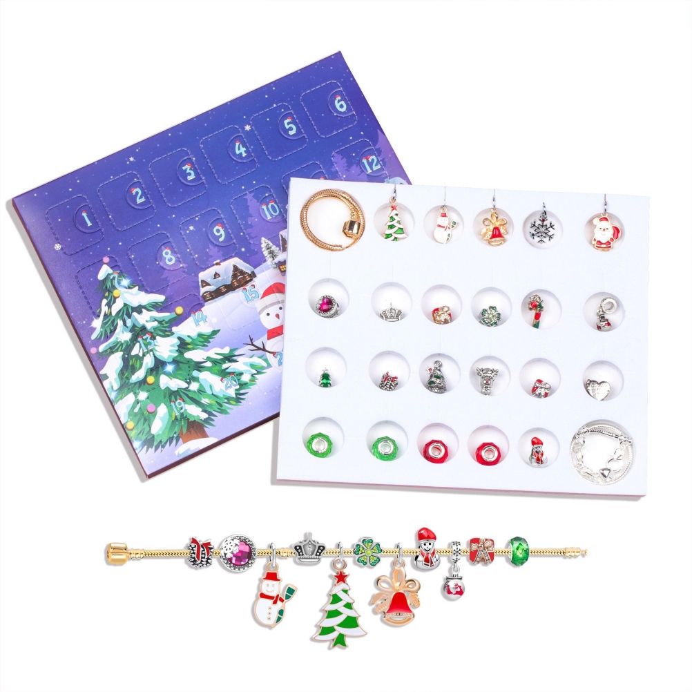 Christmas Advent Calendar DIY Charm Bracelet Making Kit for Kids 24 Days Christmas Countdown Calendar Jewelry Gifts for Girls - Image 6