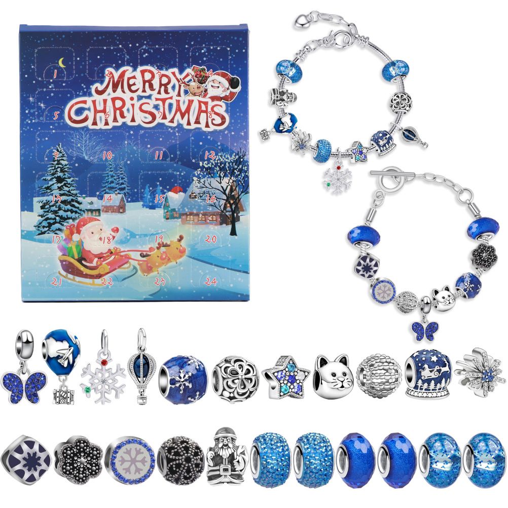 Christmas Advent Calendar DIY Charm Bracelet Making Kit for Kids 24 Days Christmas Countdown Calendar Jewelry Gifts for Girls - Image 1