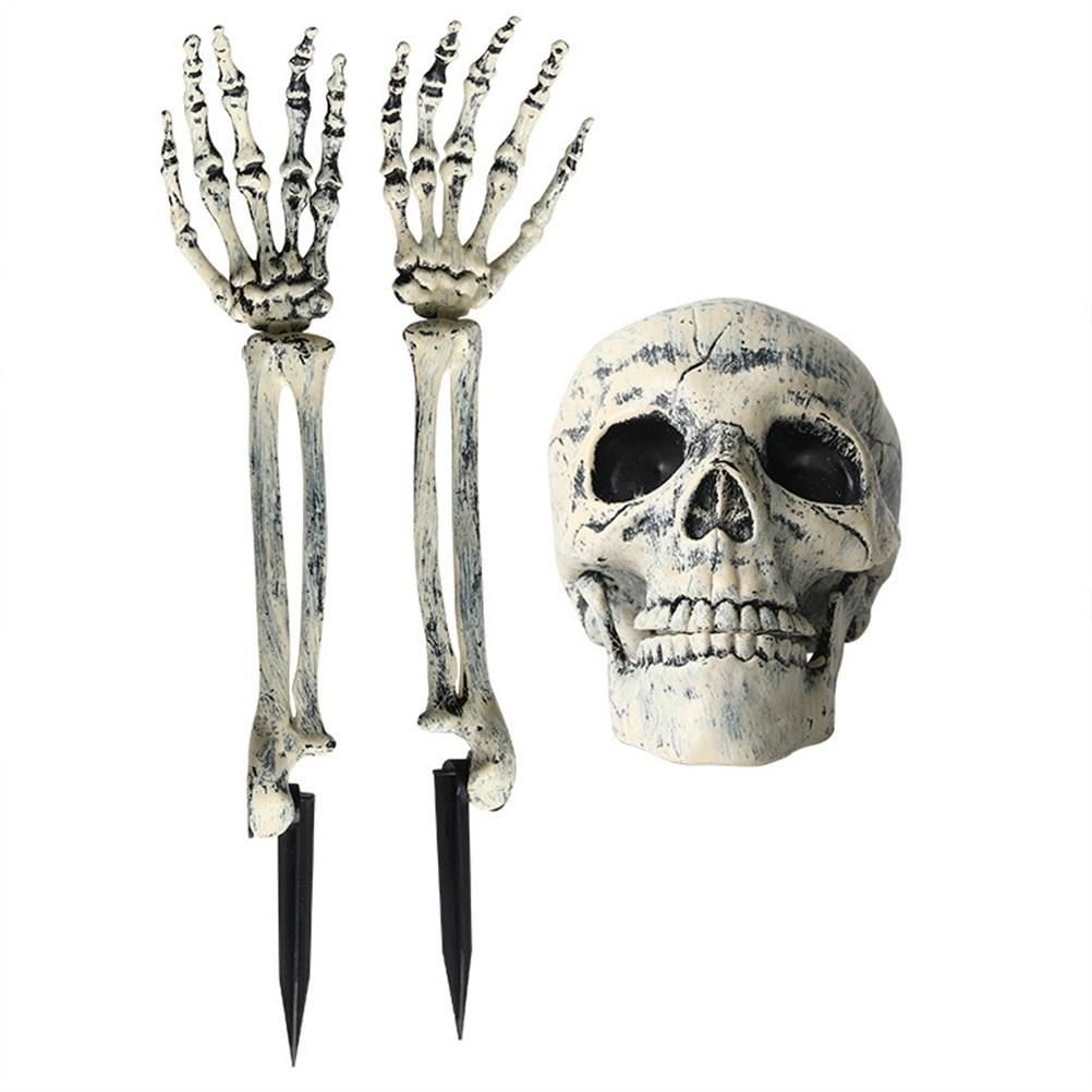 Halloween Glowing Skeleton Head Hands Arms Stakes Luminous Outdoor Decor for Lawn Garden Yard Haunted House Props - Image 1
