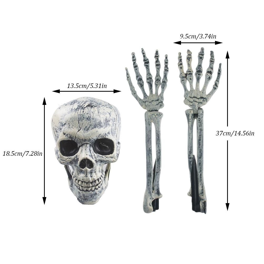Halloween Glowing Skeleton Head Hands Arms Stakes Luminous Outdoor Decor for Lawn Garden Yard Haunted House Props - Image 2