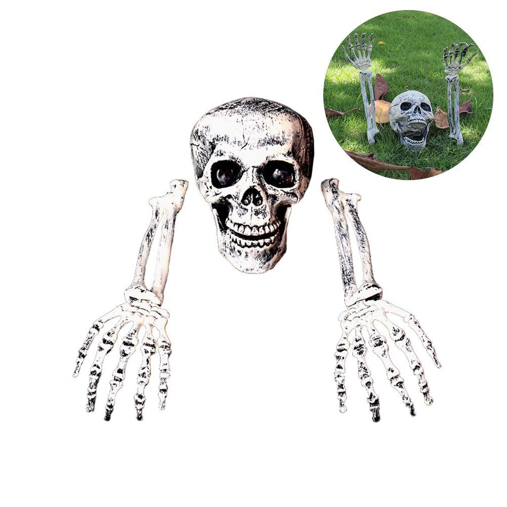 Halloween Glowing Skeleton Head Hands Arms Stakes Luminous Outdoor Decor for Lawn Garden Yard Haunted House Props - Image 4