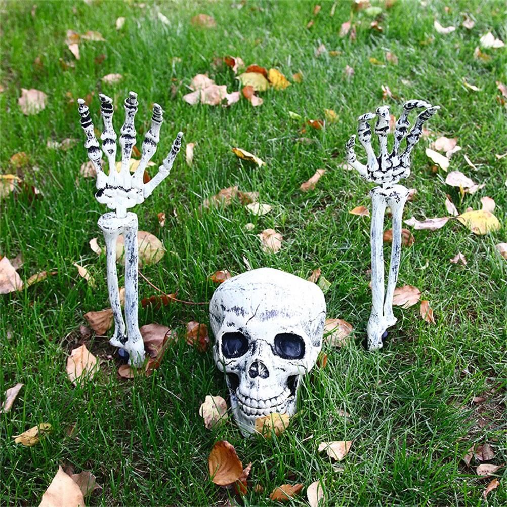 Halloween Glowing Skeleton Head Hands Arms Stakes Luminous Outdoor Decor for Lawn Garden Yard Haunted House Props - Image 5