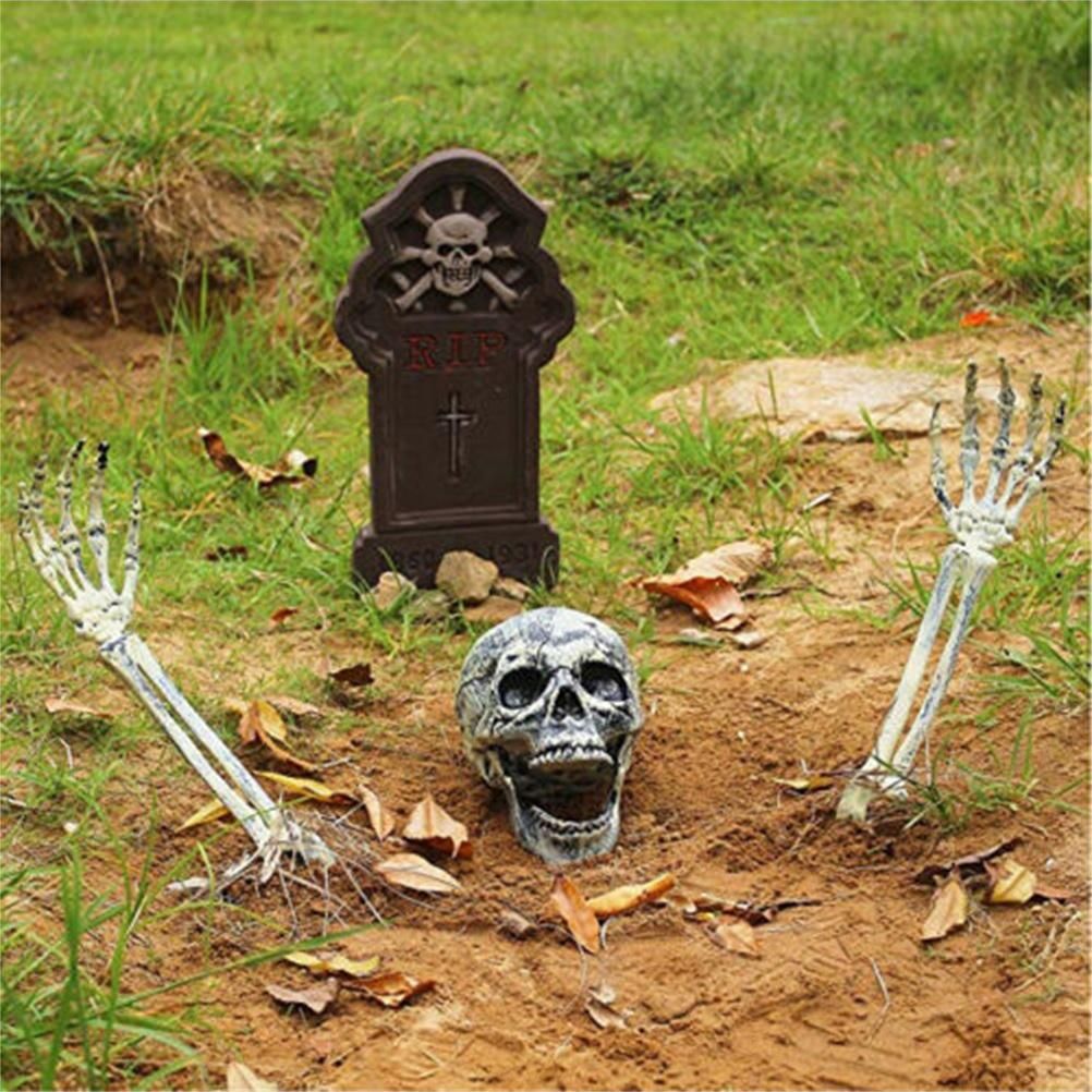 Halloween Glowing Skeleton Head Hands Arms Stakes Luminous Outdoor Decor for Lawn Garden Yard Haunted House Props - Image 6