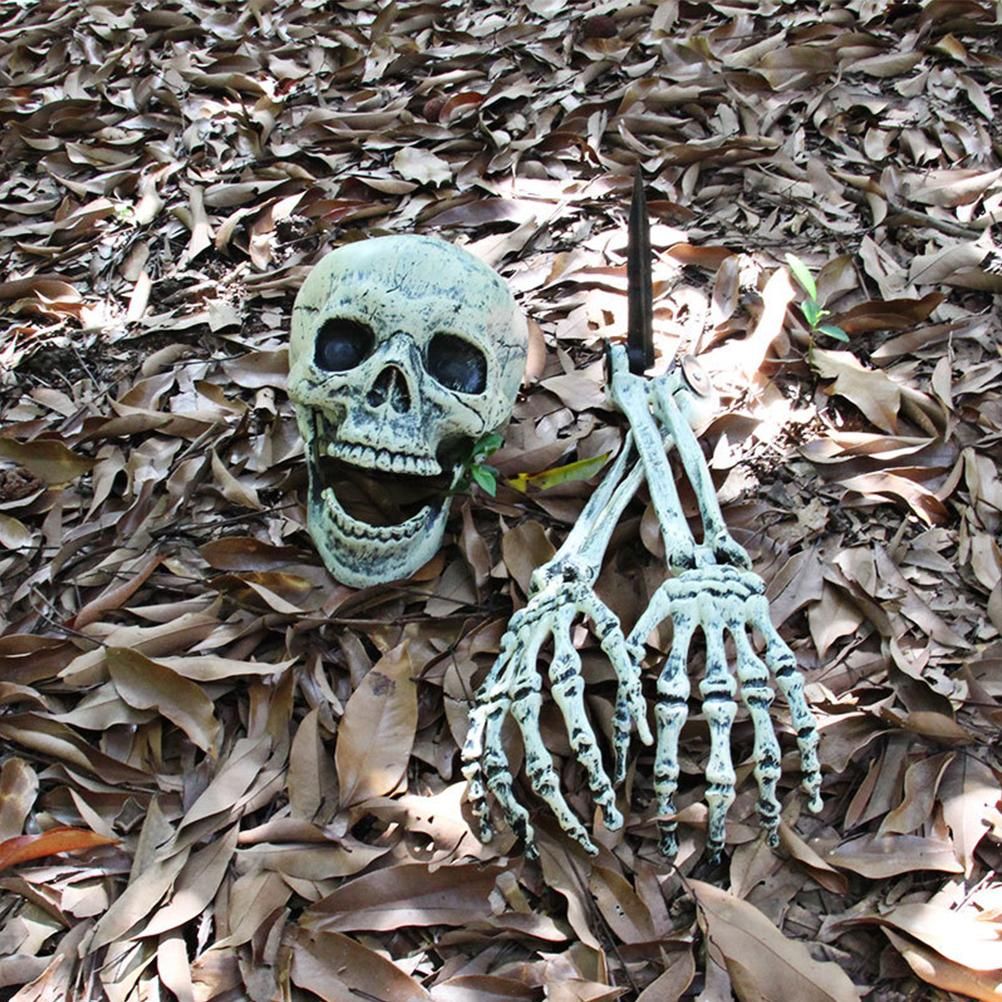 Halloween Glowing Skeleton Head Hands Arms Stakes Luminous Outdoor Decor for Lawn Garden Yard Haunted House Props - Image 7