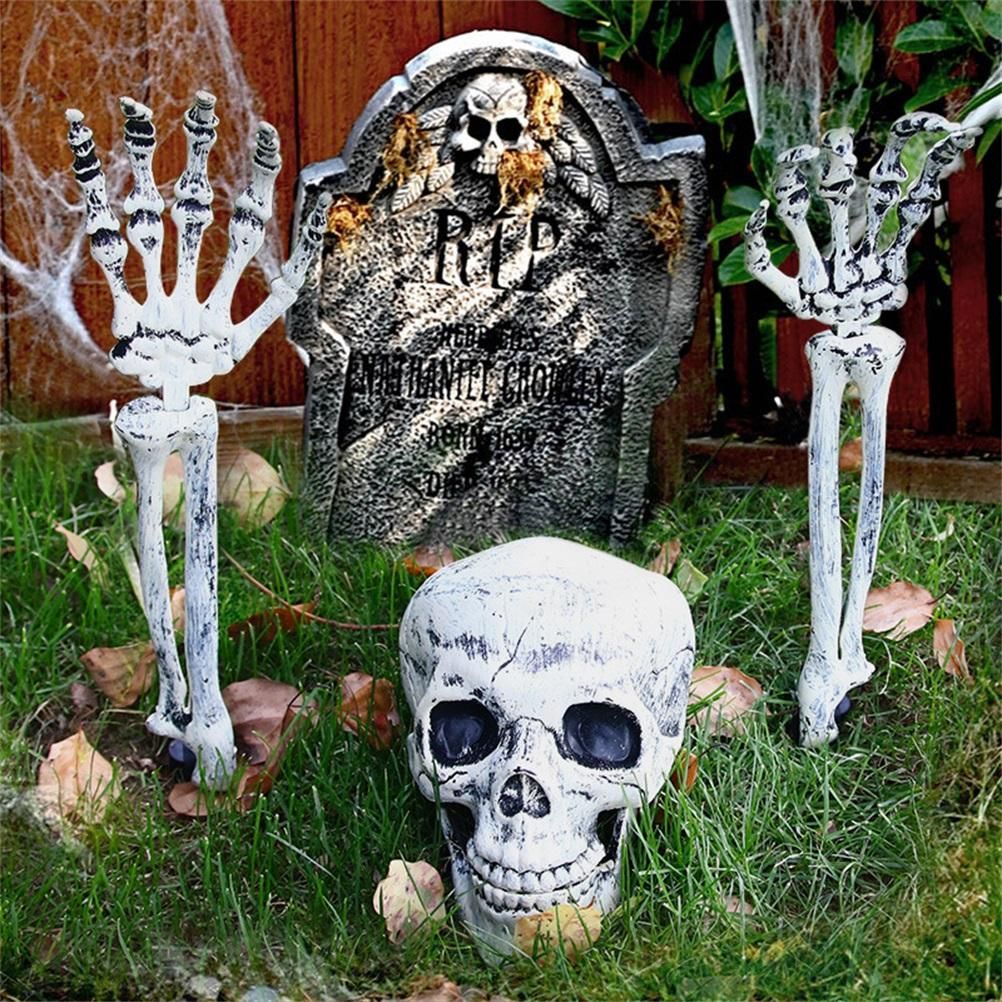 Halloween Glowing Skeleton Head Hands Arms Stakes Luminous Outdoor Decor for Lawn Garden Yard Haunted House Props - Image 8