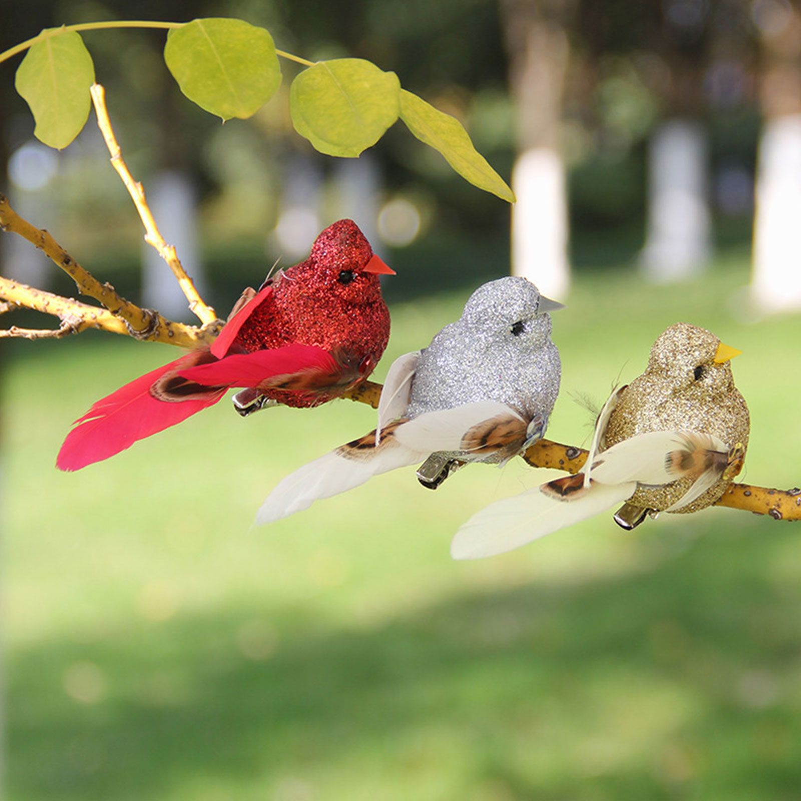 Imitation Feather Bird Multipurpose Fade Resistant Fake Feather Bird Ornament for Flowers Handicrafts Fairy Garden - Image 8