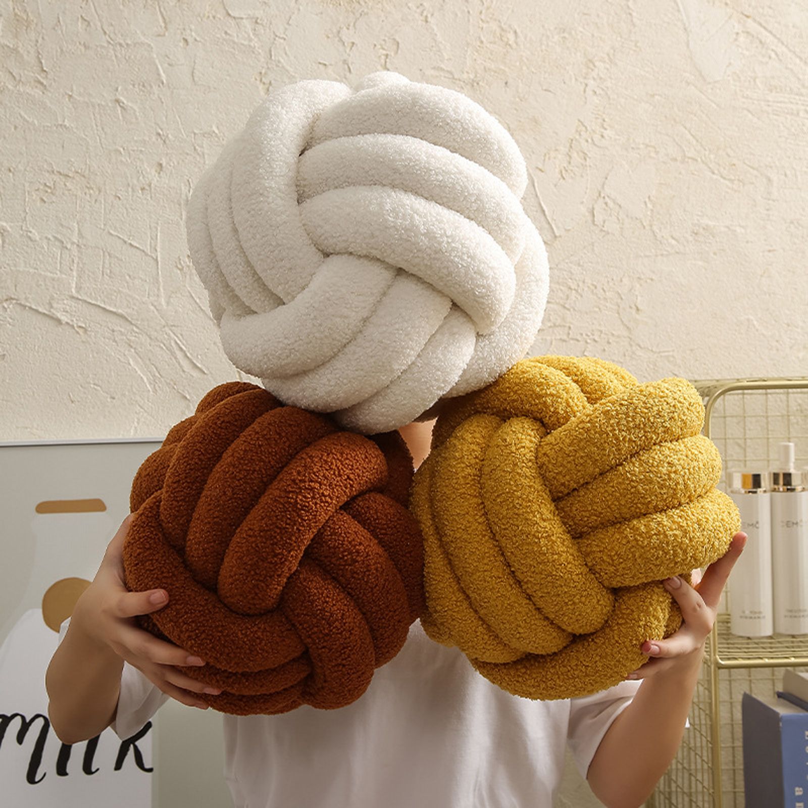 Knot Pillow Hand Knit Knotted Balls Pillow Shaped Decorative Throw Pillows for Living Room Bed Decoration - Image 2