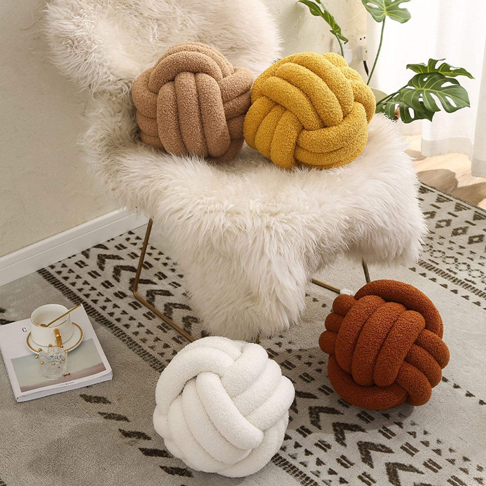 Knot Pillow Hand Knit Knotted Balls Pillow Shaped Decorative Throw Pillows for Living Room Bed Decoration - Image 8
