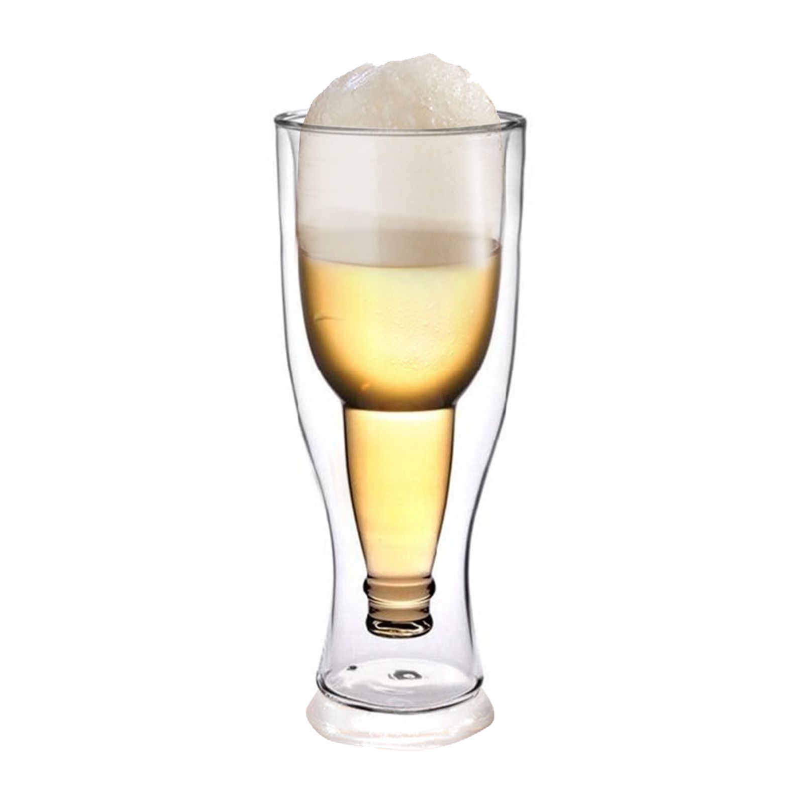 Beer Glass Double Wall Keep Beer Cold Beautiful Unique Insulated Beer Glasses for Home Bar - Image 1