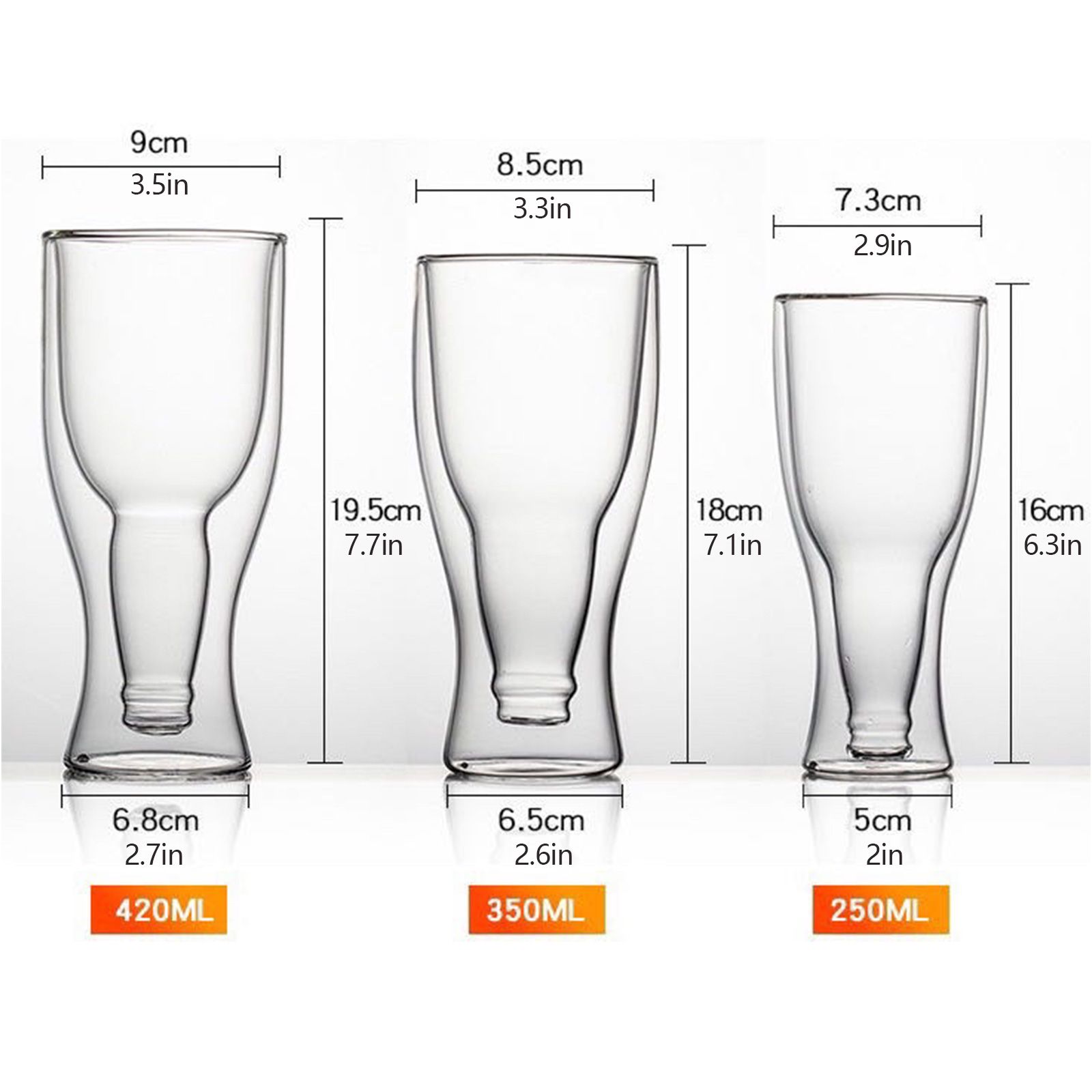 Beer Glass Double Wall Keep Beer Cold Beautiful Unique Insulated Beer Glasses for Home Bar - Image 2