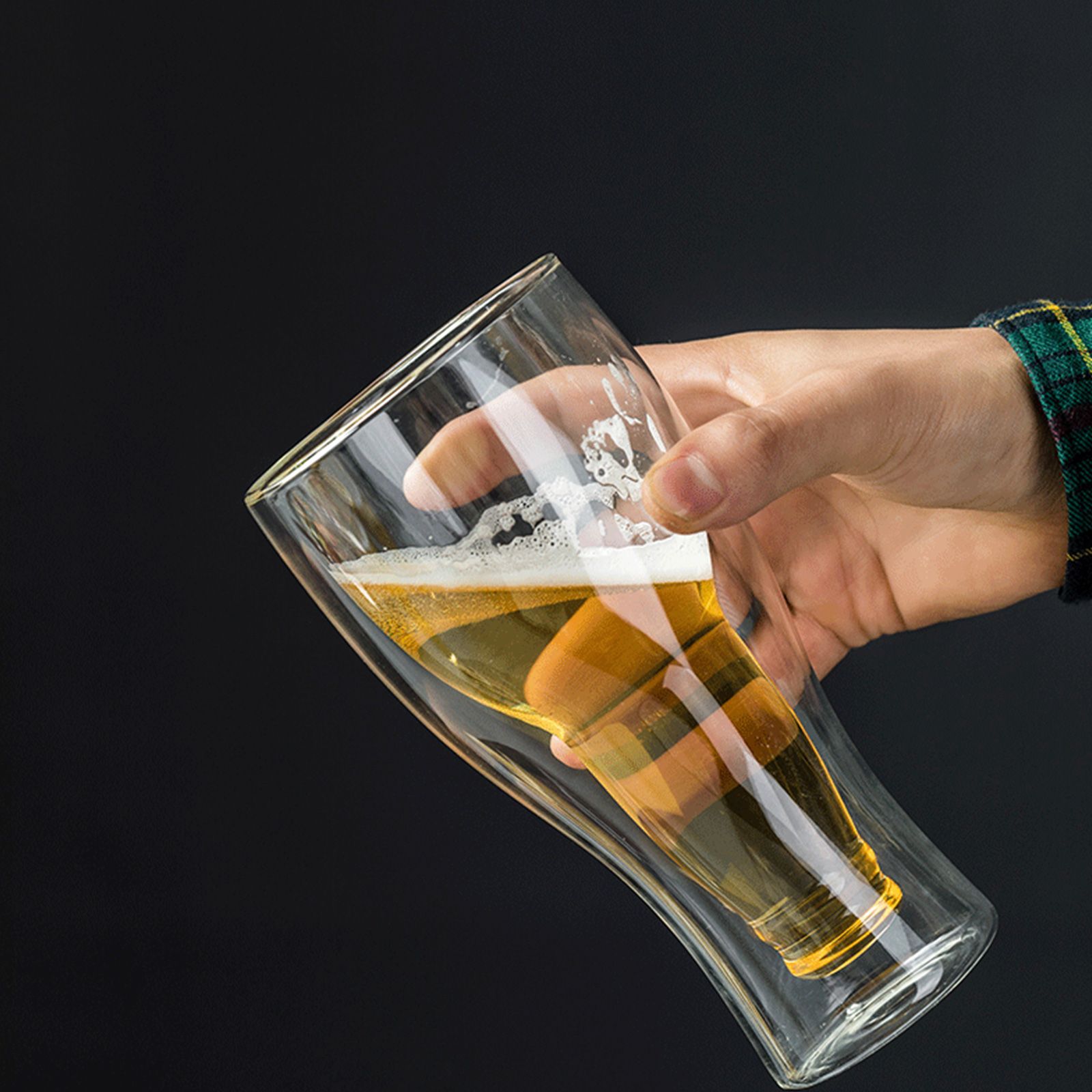 Beer Glass Double Wall Keep Beer Cold Beautiful Unique Insulated Beer Glasses for Home Bar - Image 3