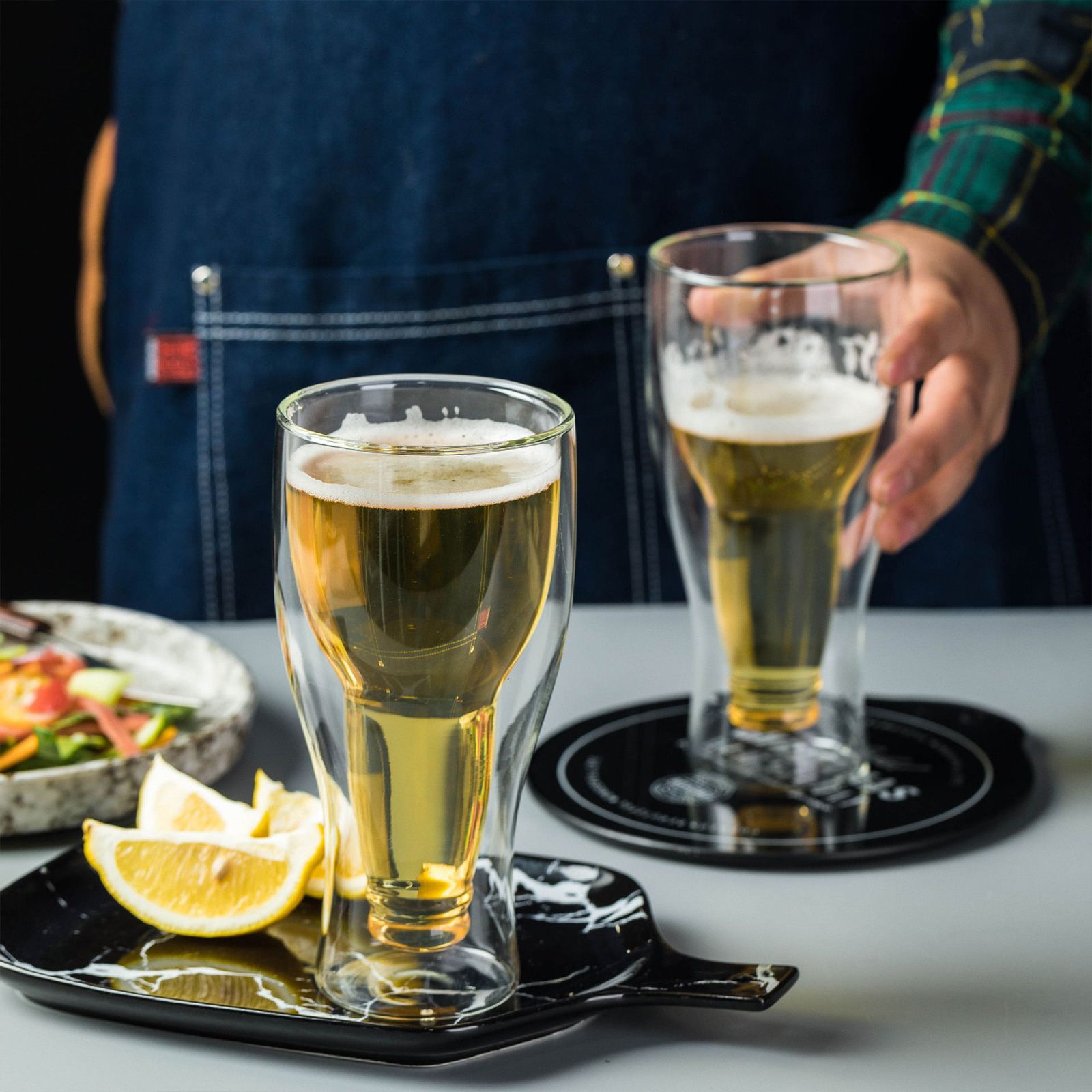 Beer Glass Double Wall Keep Beer Cold Beautiful Unique Insulated Beer Glasses for Home Bar - Image 5