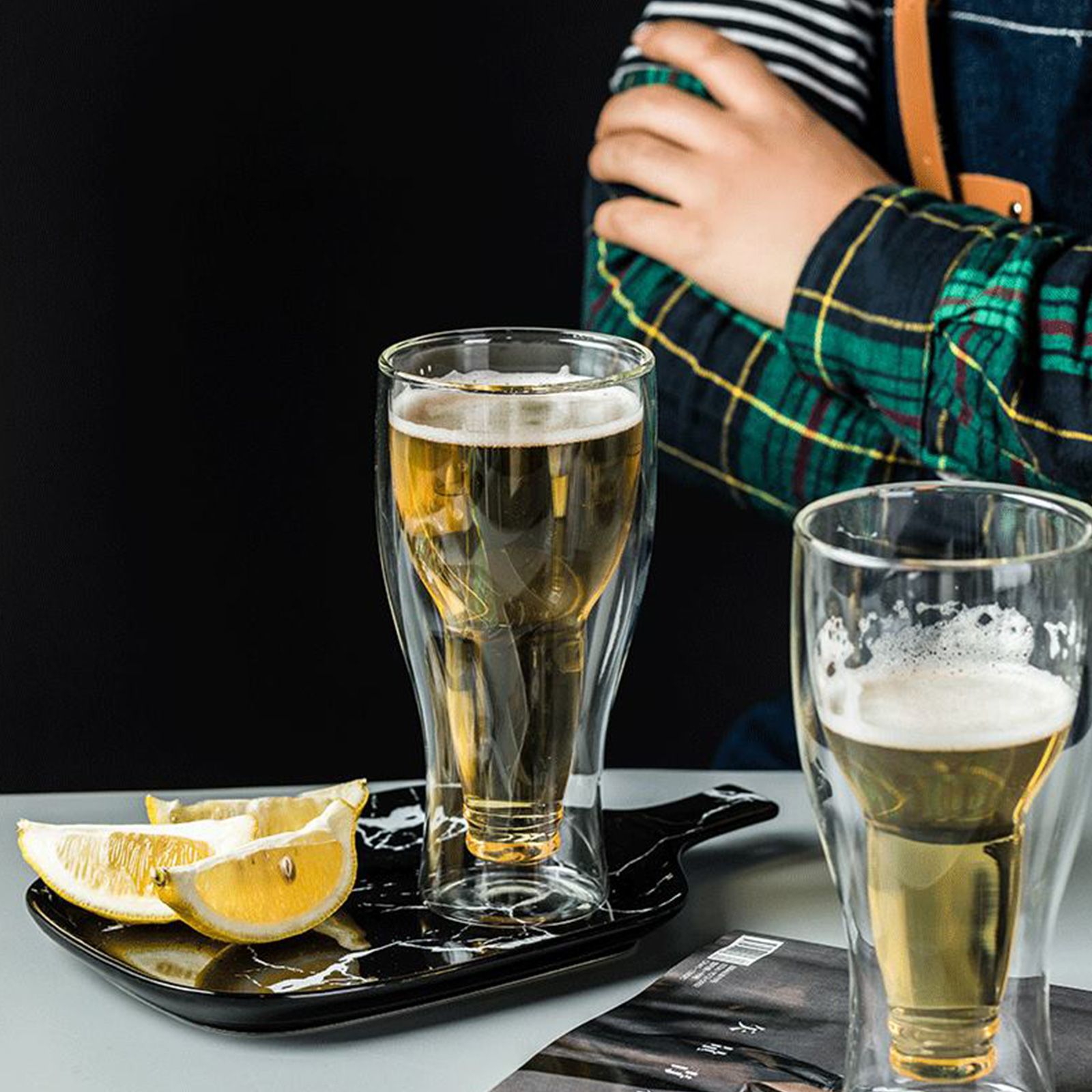 Beer Glass Double Wall Keep Beer Cold Beautiful Unique Insulated Beer Glasses for Home Bar - Image 7