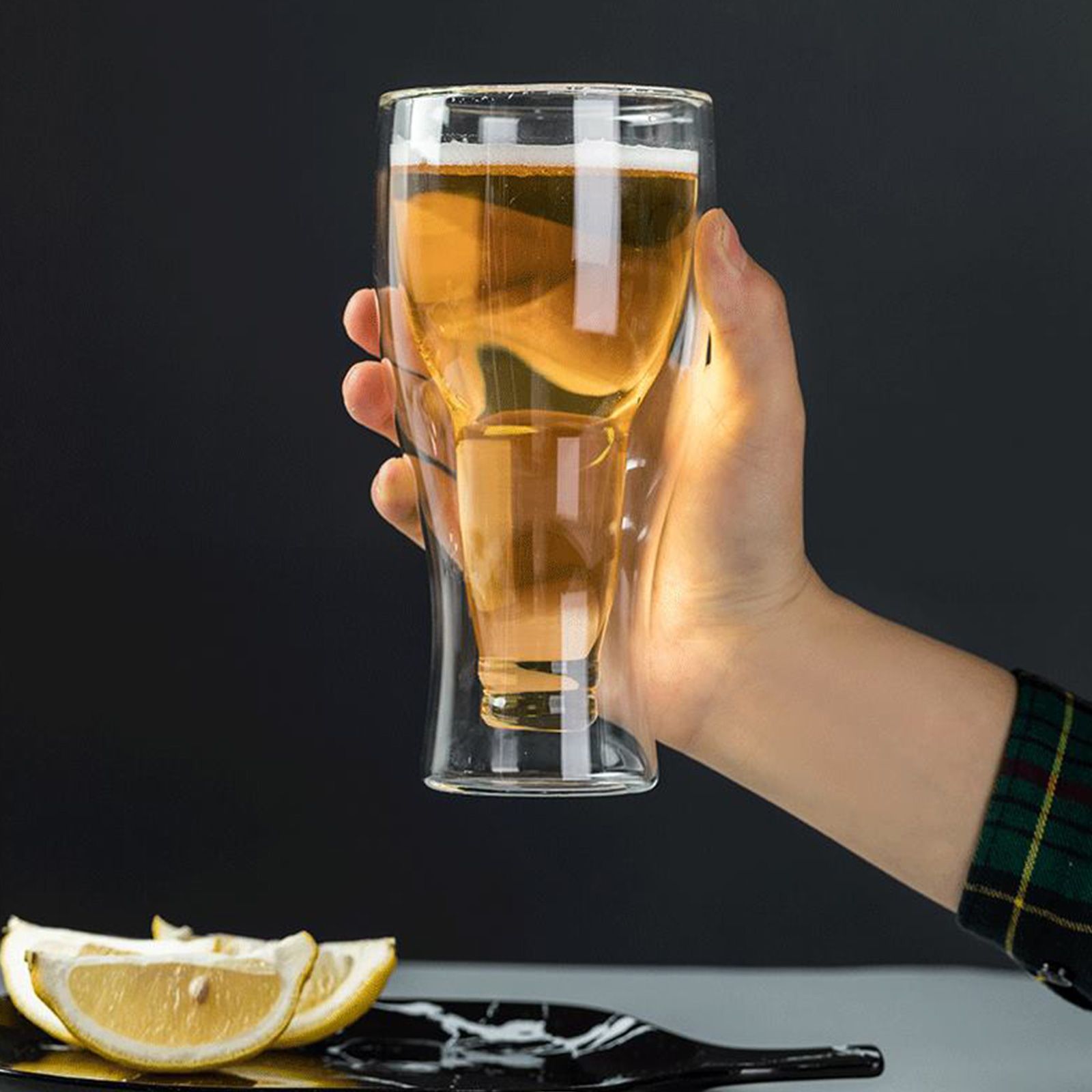Beer Glass Double Wall Keep Beer Cold Beautiful Unique Insulated Beer Glasses for Home Bar - Image 8