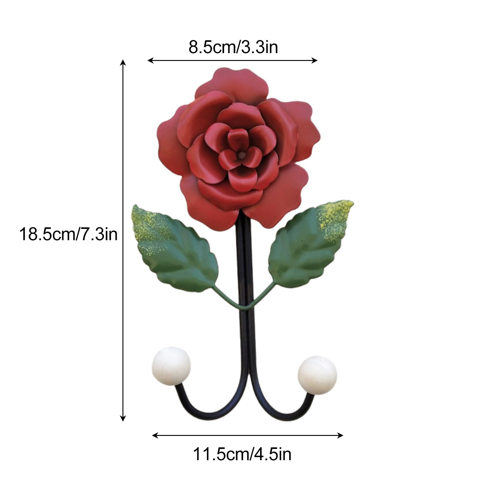 Wrought Iron Rose Flowers Double Hook Small Hook Door Behind Bathroom Kitchen Wall Perforation Free Porch Decoration - Image 4