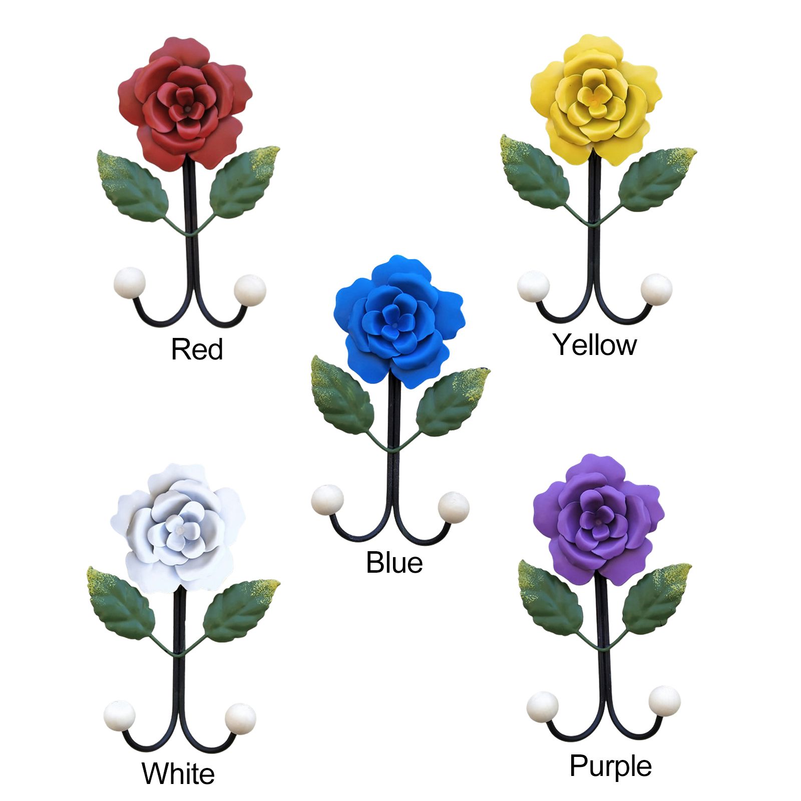 Wrought Iron Rose Flowers Double Hook Small Hook Door Behind Bathroom Kitchen Wall Perforation Free Porch Decoration - Image 8