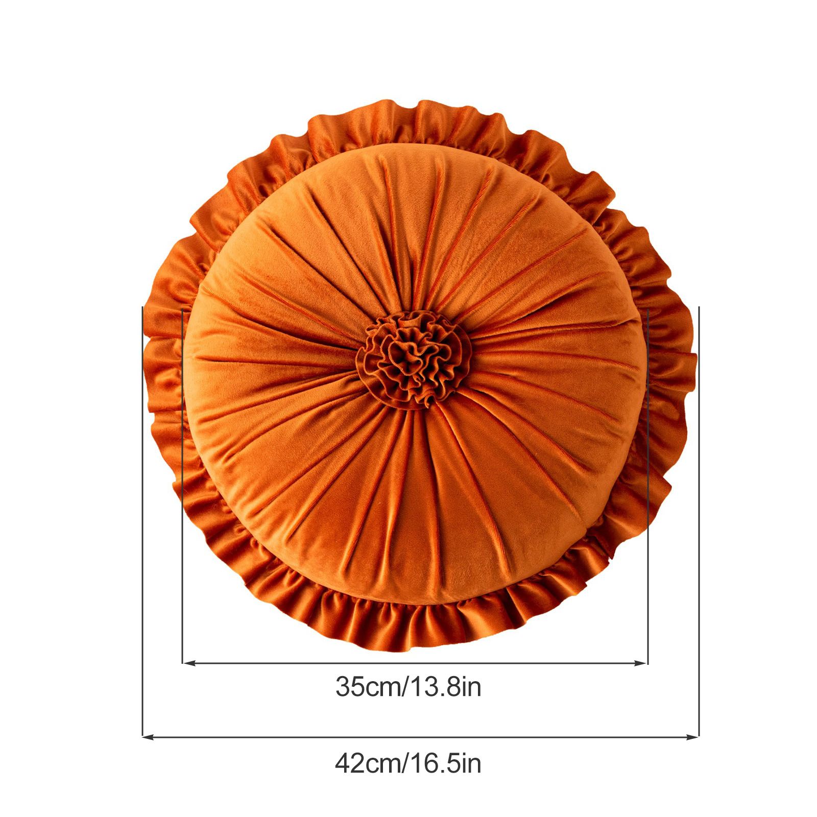 Round Velvet Cushion Ruffled Flower Cushion Decorative Sofa Throw Pillow - Image 4