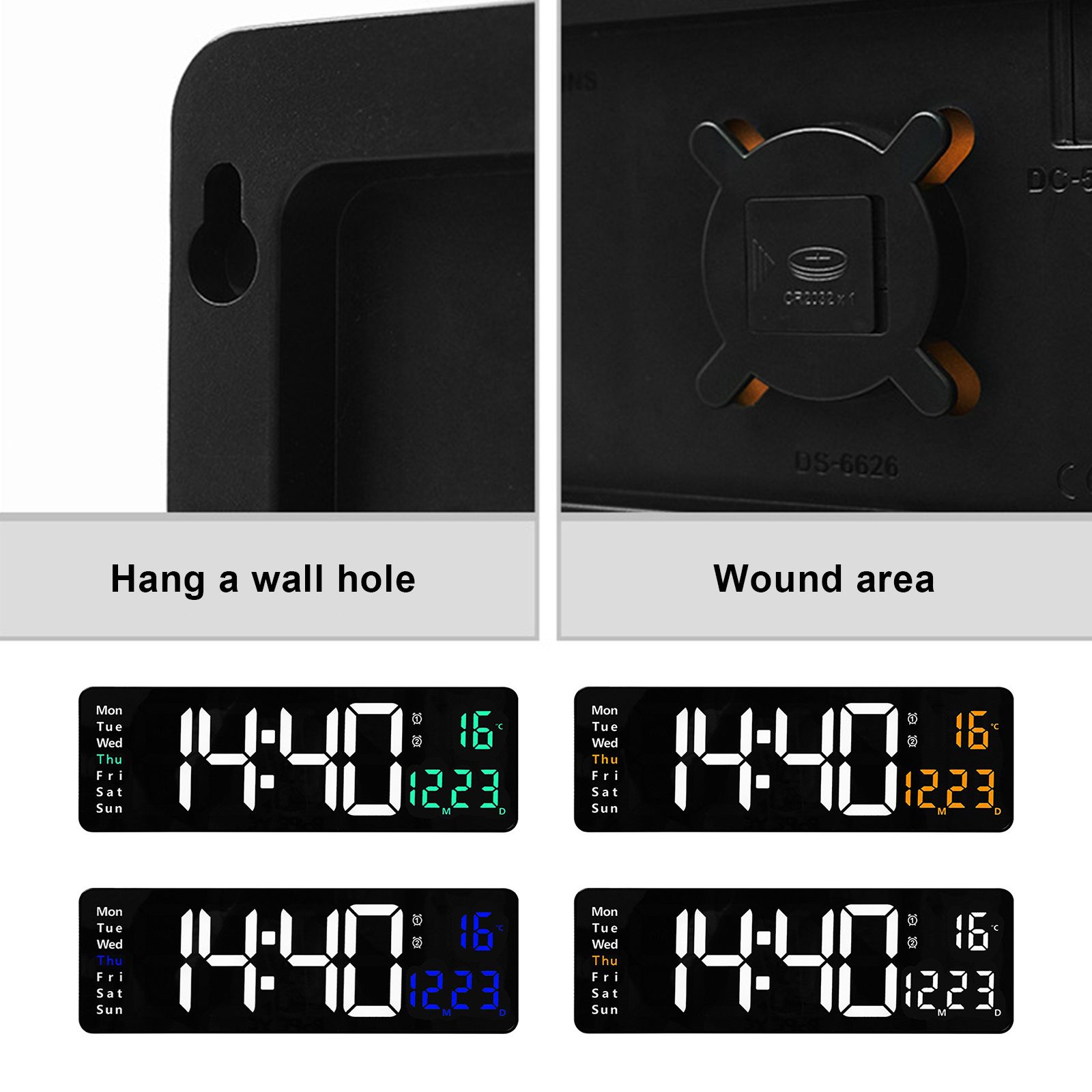 Large Screen Function Display Clock Living Room Wall Hanging Clock LED Display Remote Control Clock - Image 3