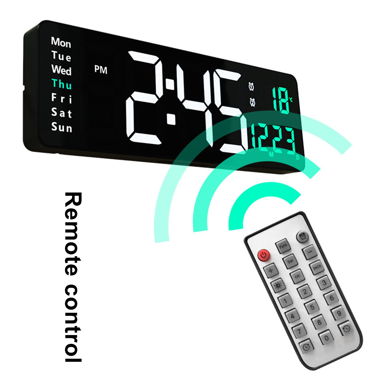Large Screen Function Display Clock Living Room Wall Hanging Clock LED Display Remote Control Clock - Image 7