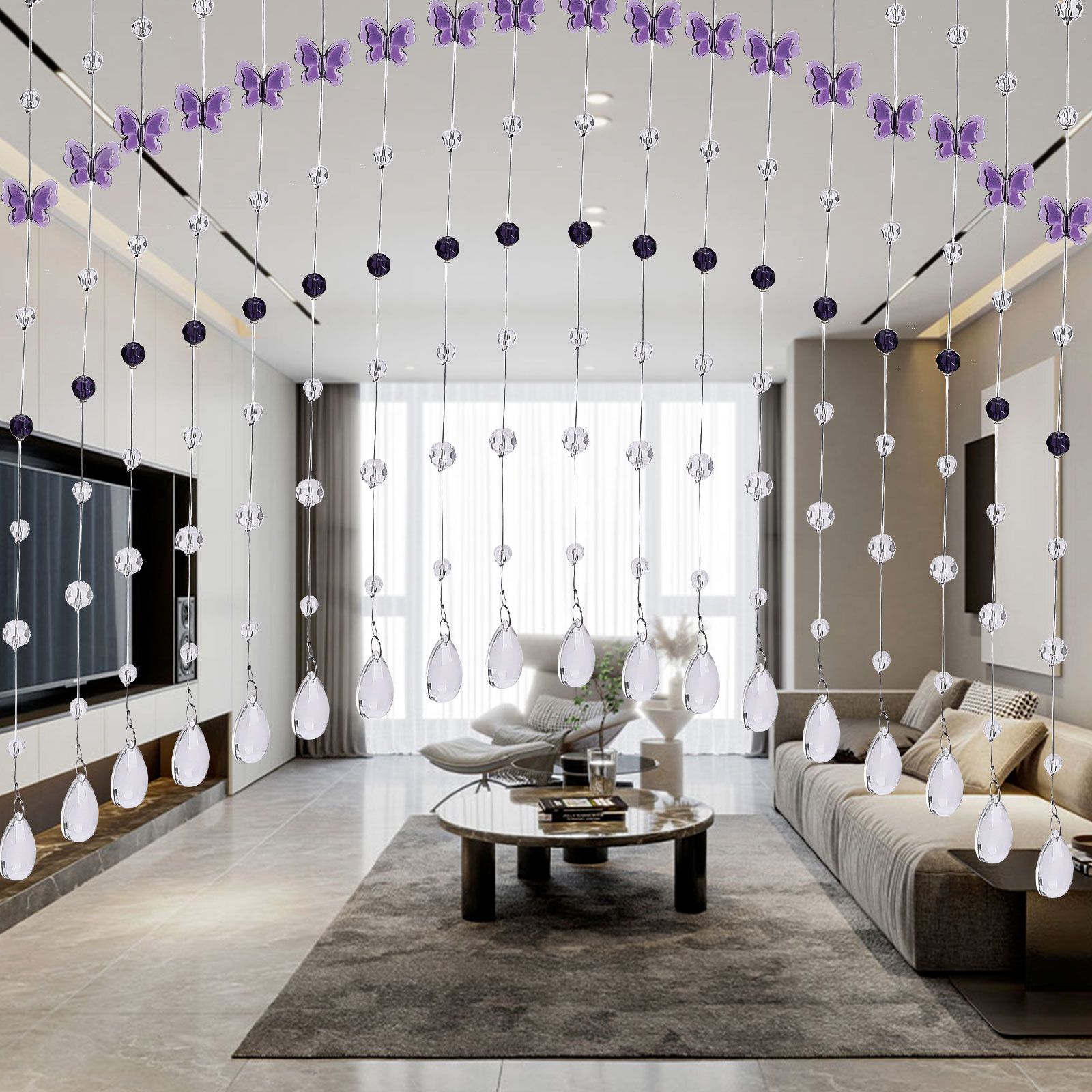 Butterfly Crystal Bead Curtain Living Room Entrance Partition Curtain Water Drop Pendant Hanging Curtain - Image 3