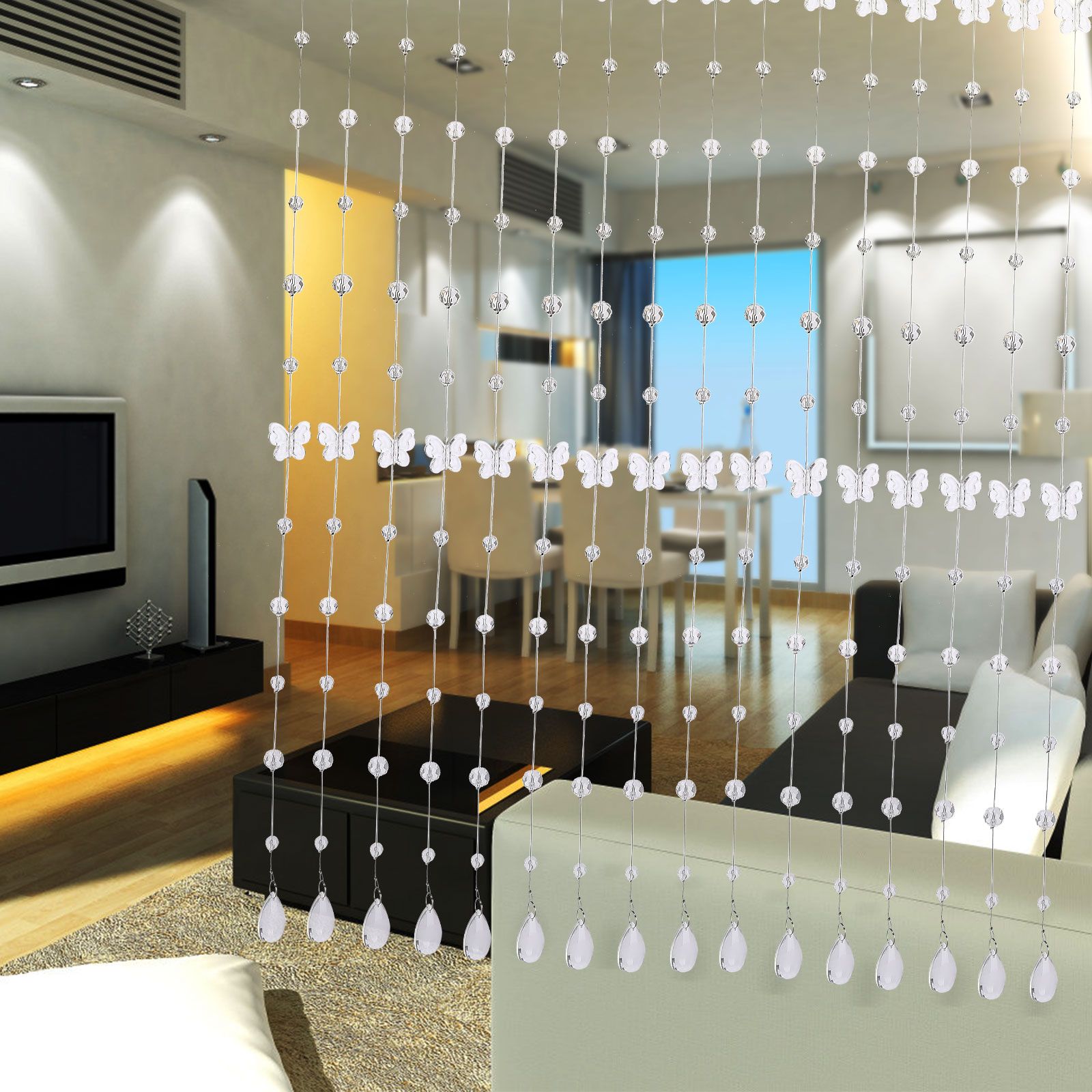 Butterfly Crystal Bead Curtain Living Room Entrance Partition Curtain Water Drop Pendant Hanging Curtain - Image 4
