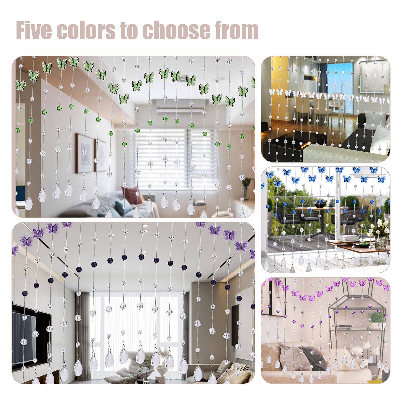 Butterfly Crystal Bead Curtain Living Room Entrance Partition Curtain Water Drop Pendant Hanging Curtain - Image 7