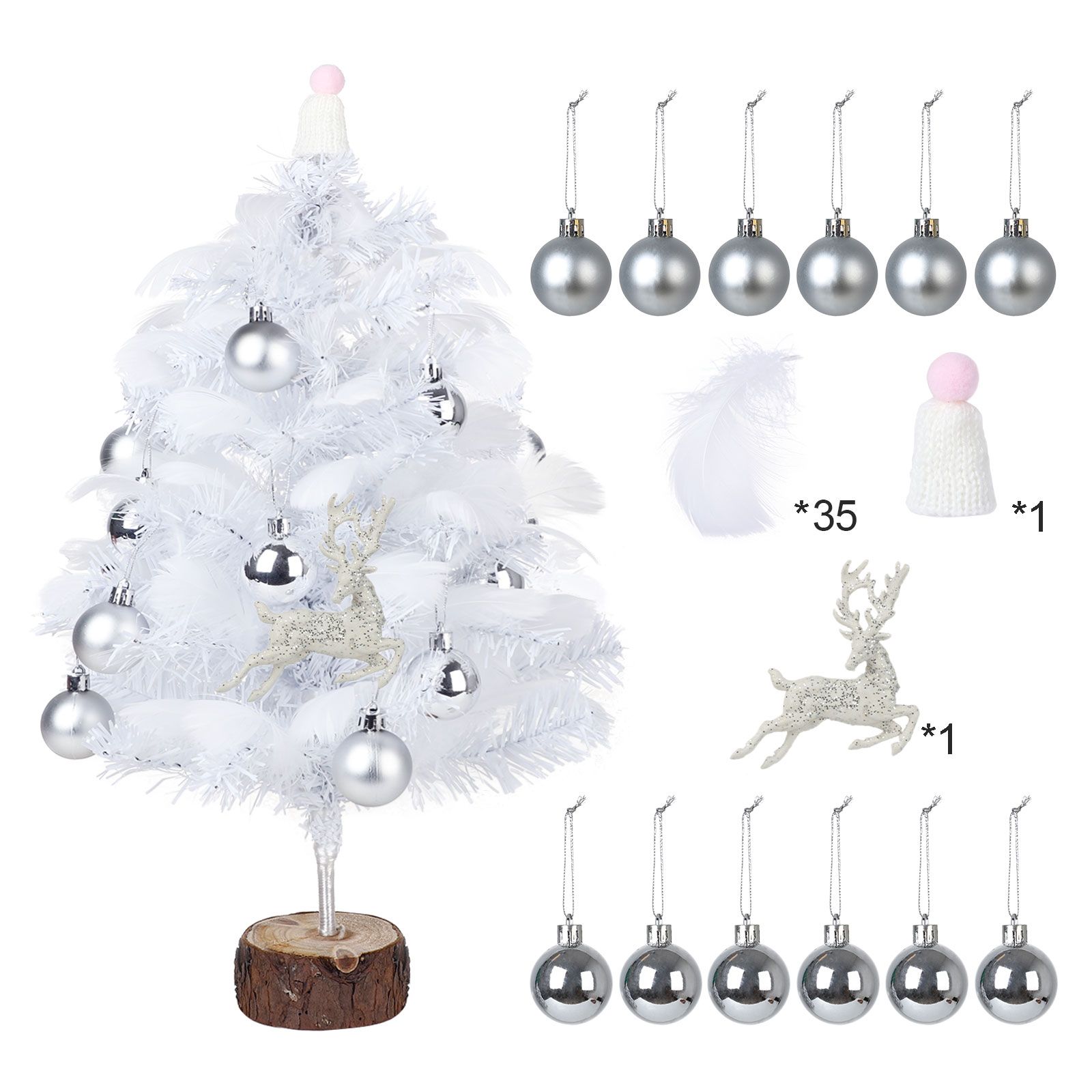 Feather Christmas Tree with Lamp String Artificial Christmas Tree Decoration Simulated Desktop Ornaments for Christmas Home - Image 1