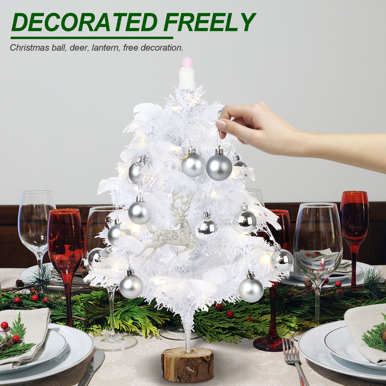 Feather Christmas Tree with Lamp String Artificial Christmas Tree Decoration Simulated Desktop Ornaments for Christmas Home - Image 8