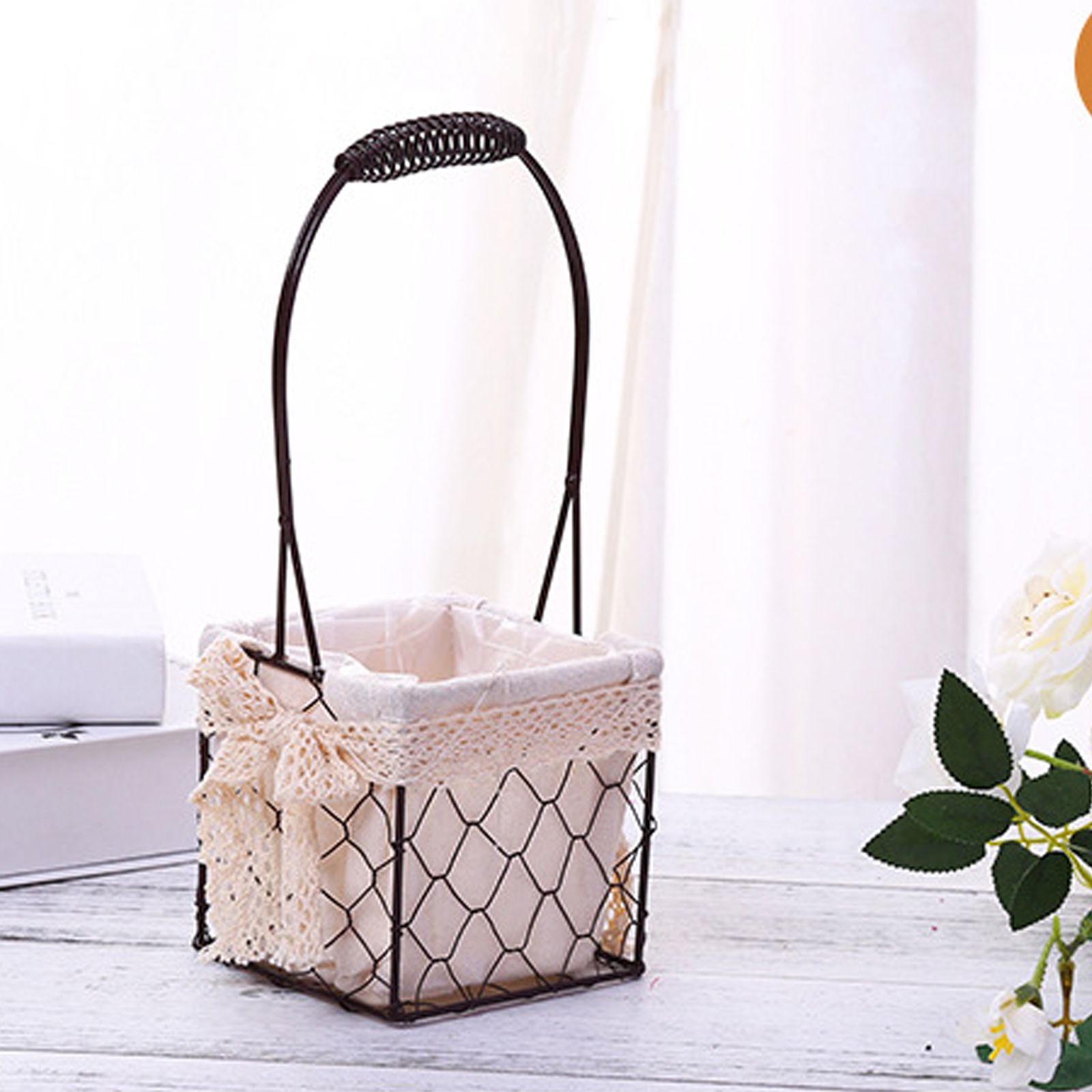 Iron Flower Baskets for Wedding Favors Floral Arrangement Flower Basket Succulent Greenery Baskets - Image 3