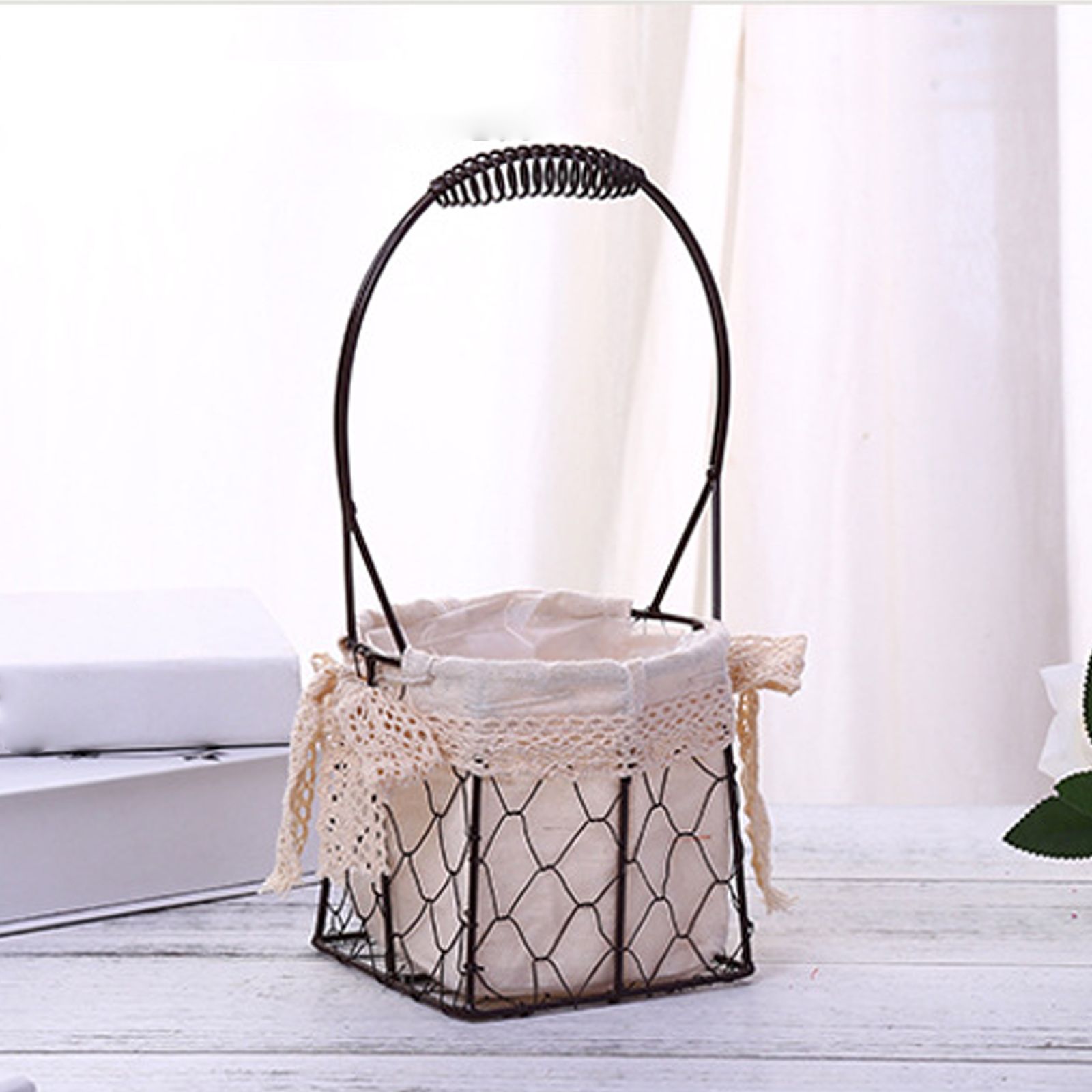 Iron Flower Baskets for Wedding Favors Floral Arrangement Flower Basket Succulent Greenery Baskets - Image 4