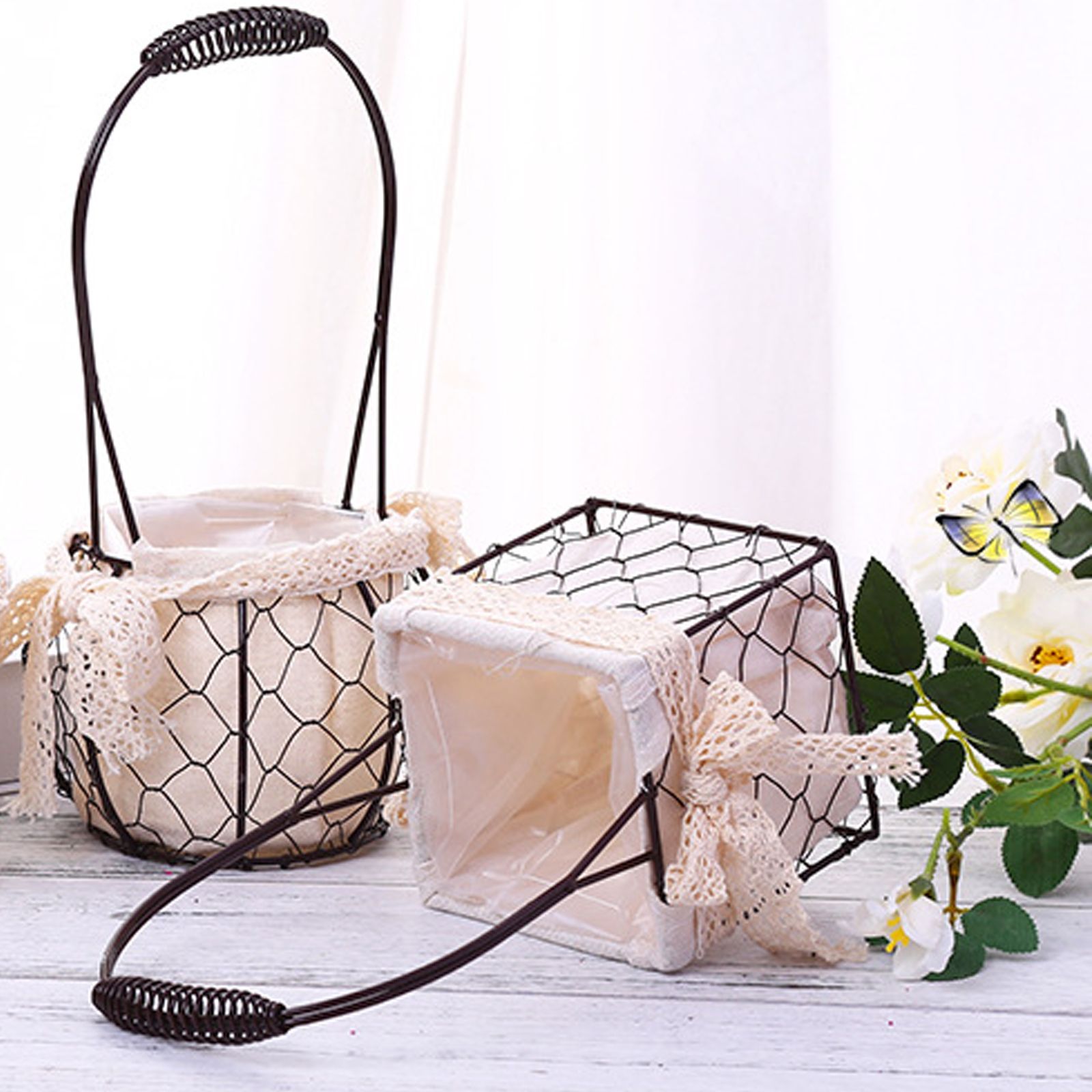 Iron Flower Baskets for Wedding Favors Floral Arrangement Flower Basket Succulent Greenery Baskets - Image 6